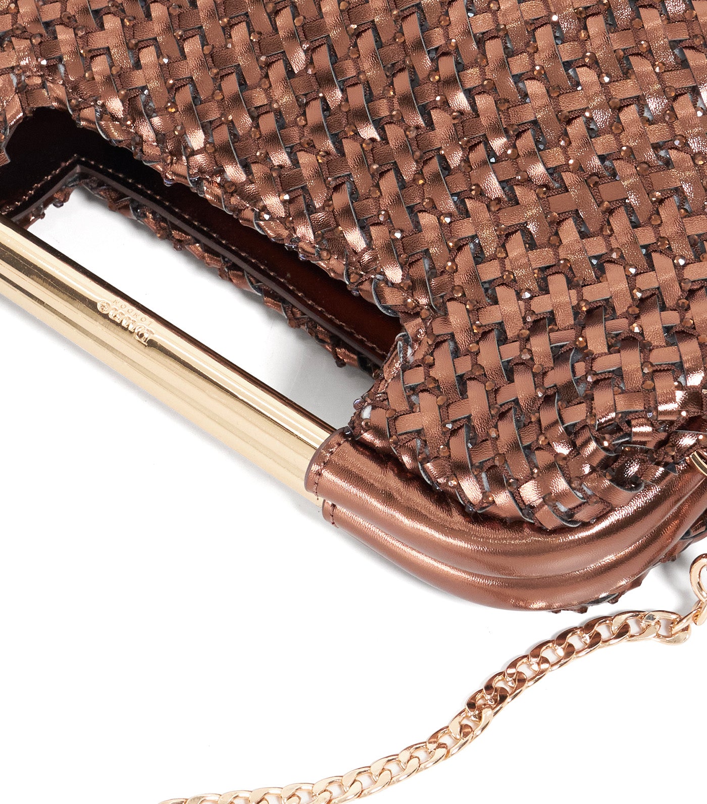 Expression Woven Diamante Clutch Bronze