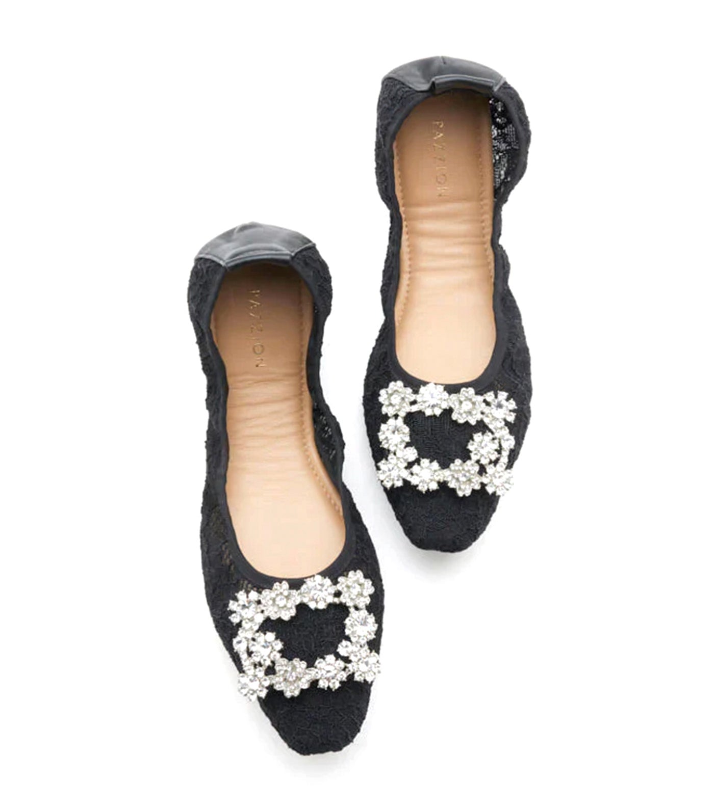 Alina Lace Diamante Foldable Flats