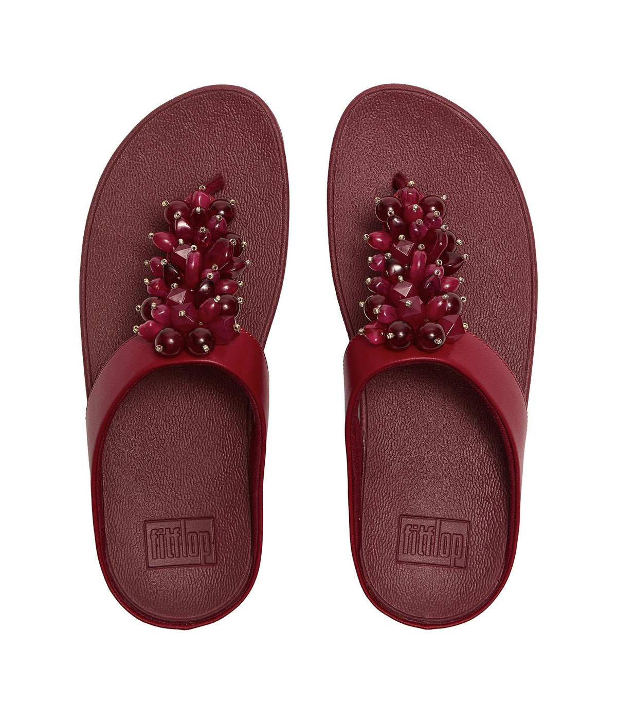 Fino Bead-Cluster Toe-Post Sandals Burnt Berry