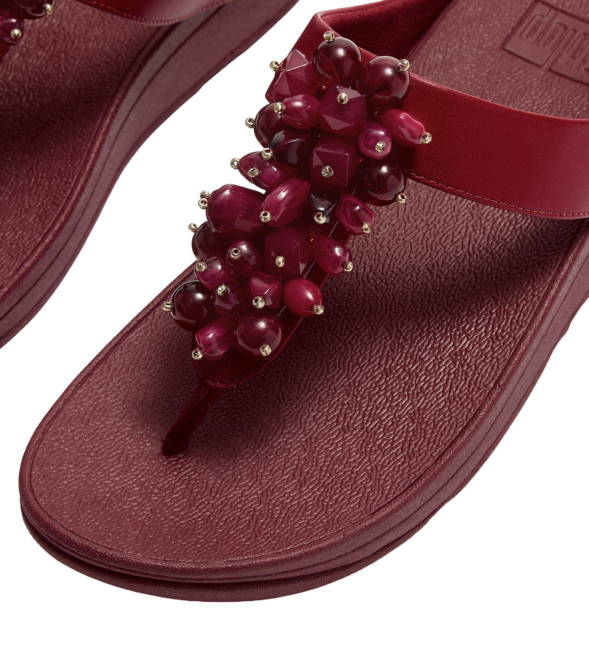 Fino Bead-Cluster Toe-Post Sandals Burnt Berry