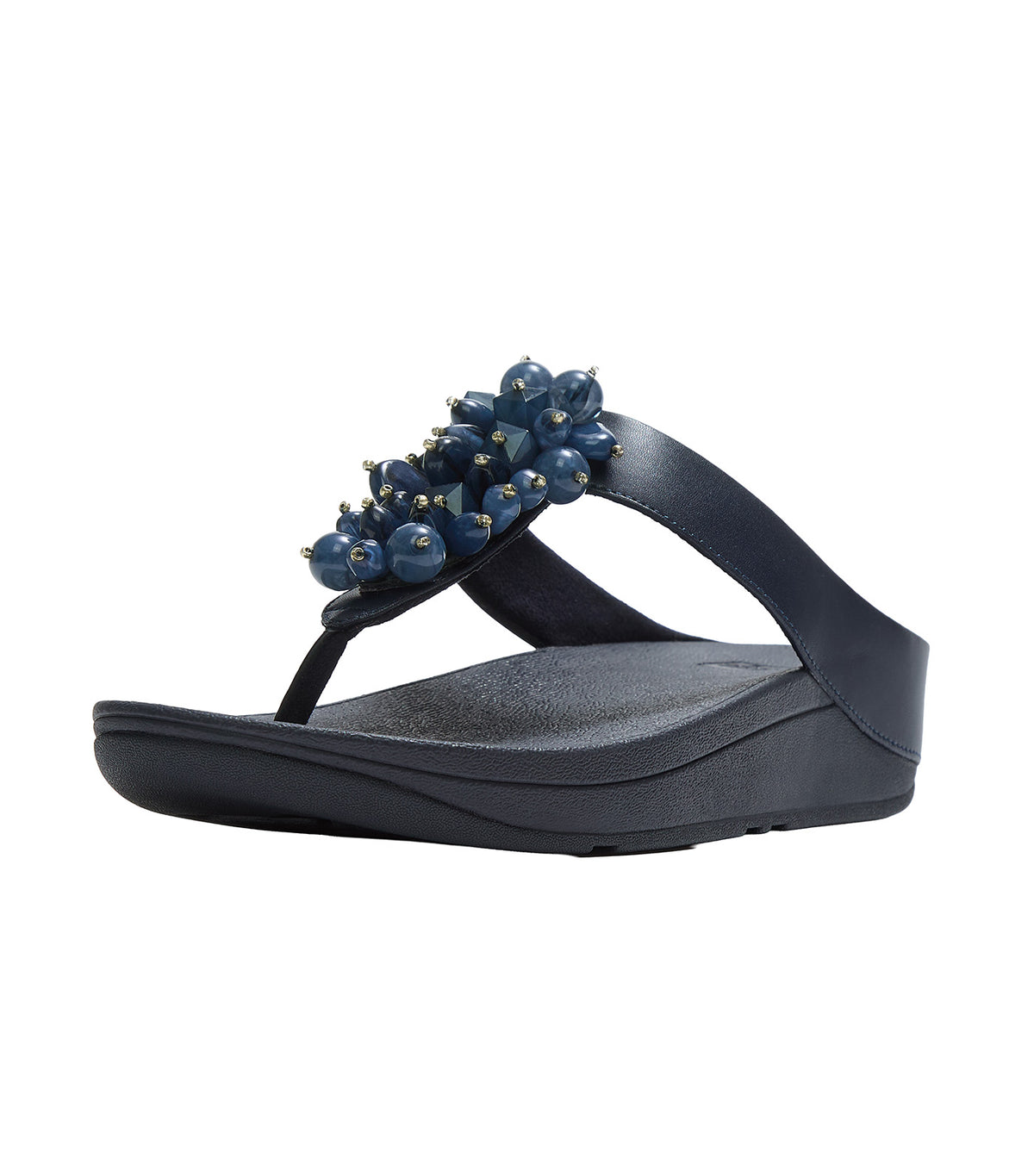 Fino Bead-Cluster Toe-Post Sandals Midnight Navy