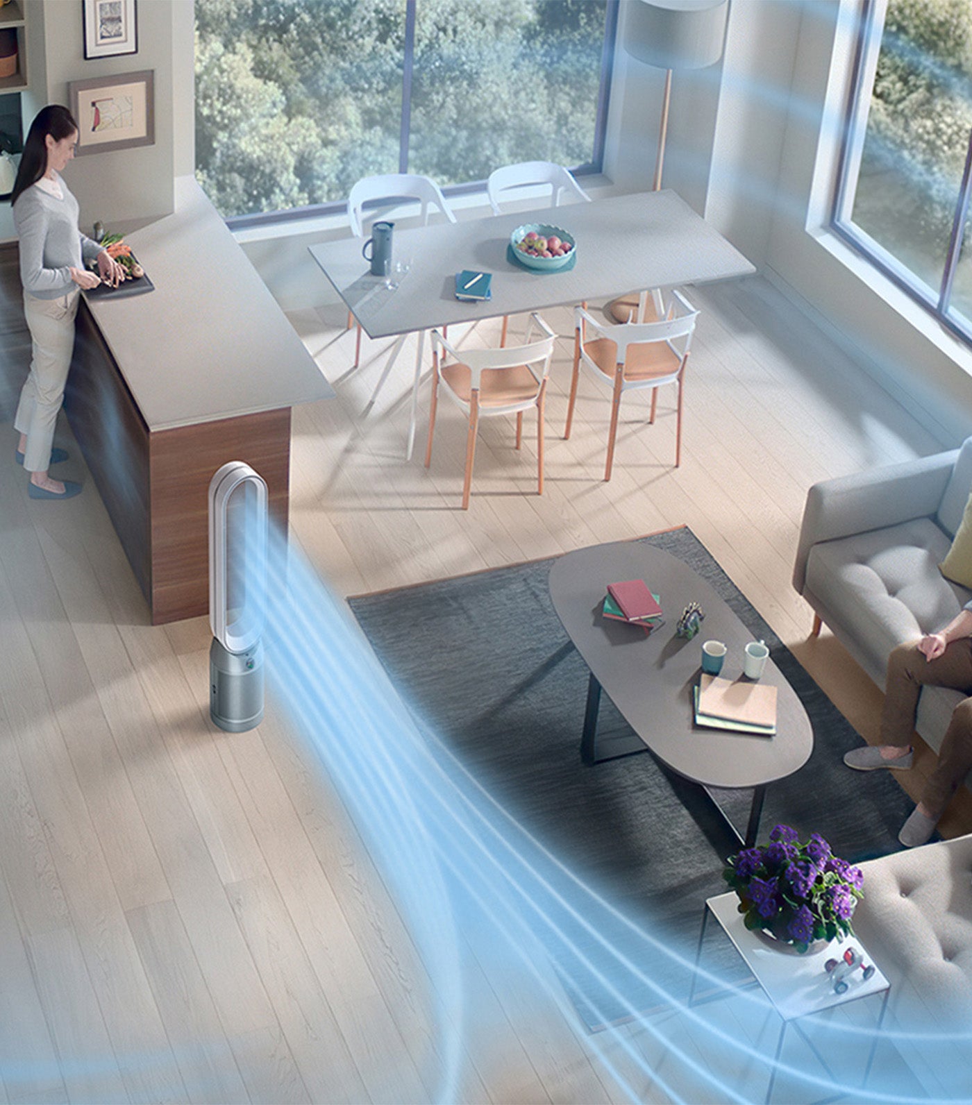 Purifier Tower Fan White/Silver