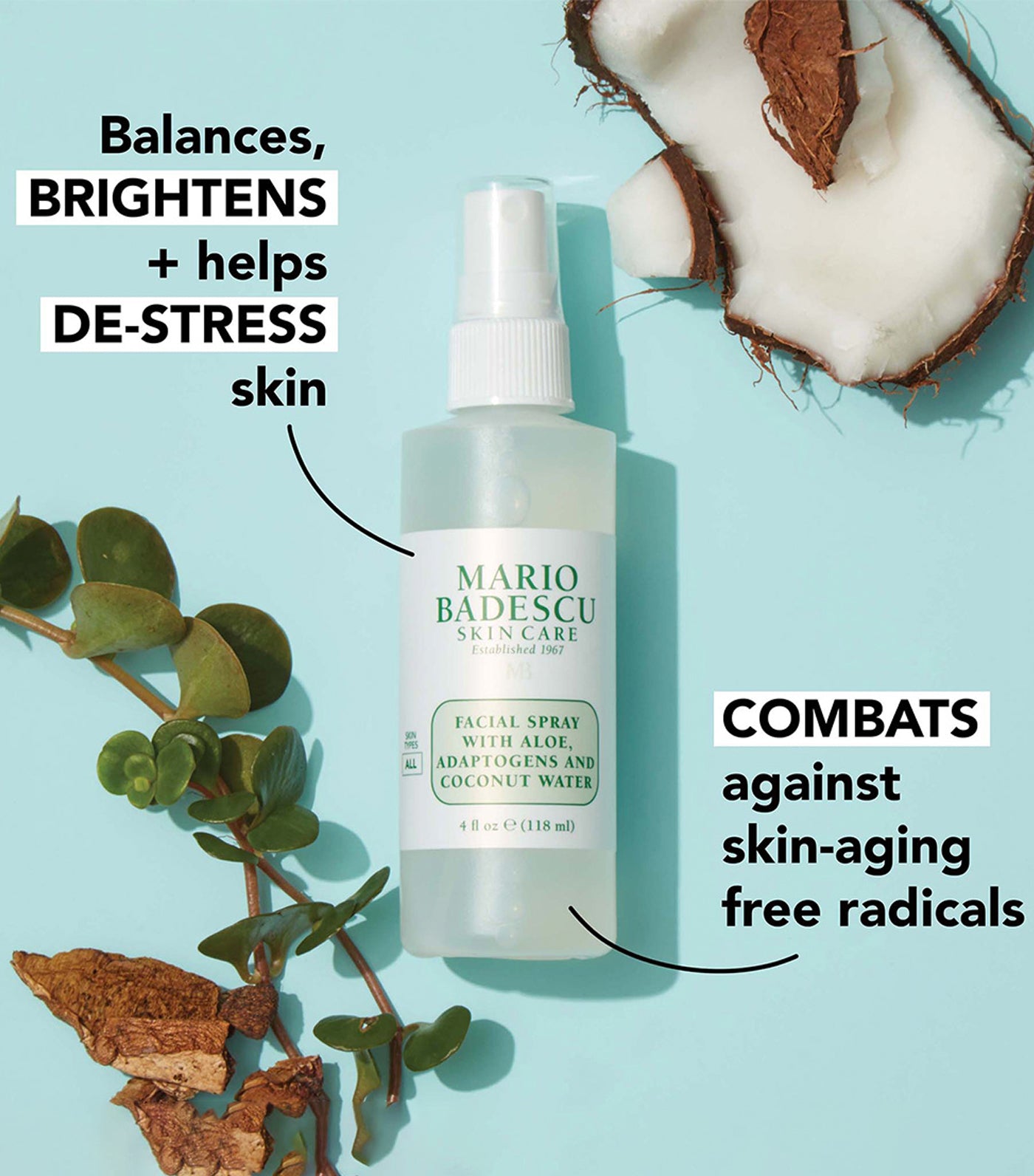 Facial Spray with Aloe, Adaptogens and Coconut Water