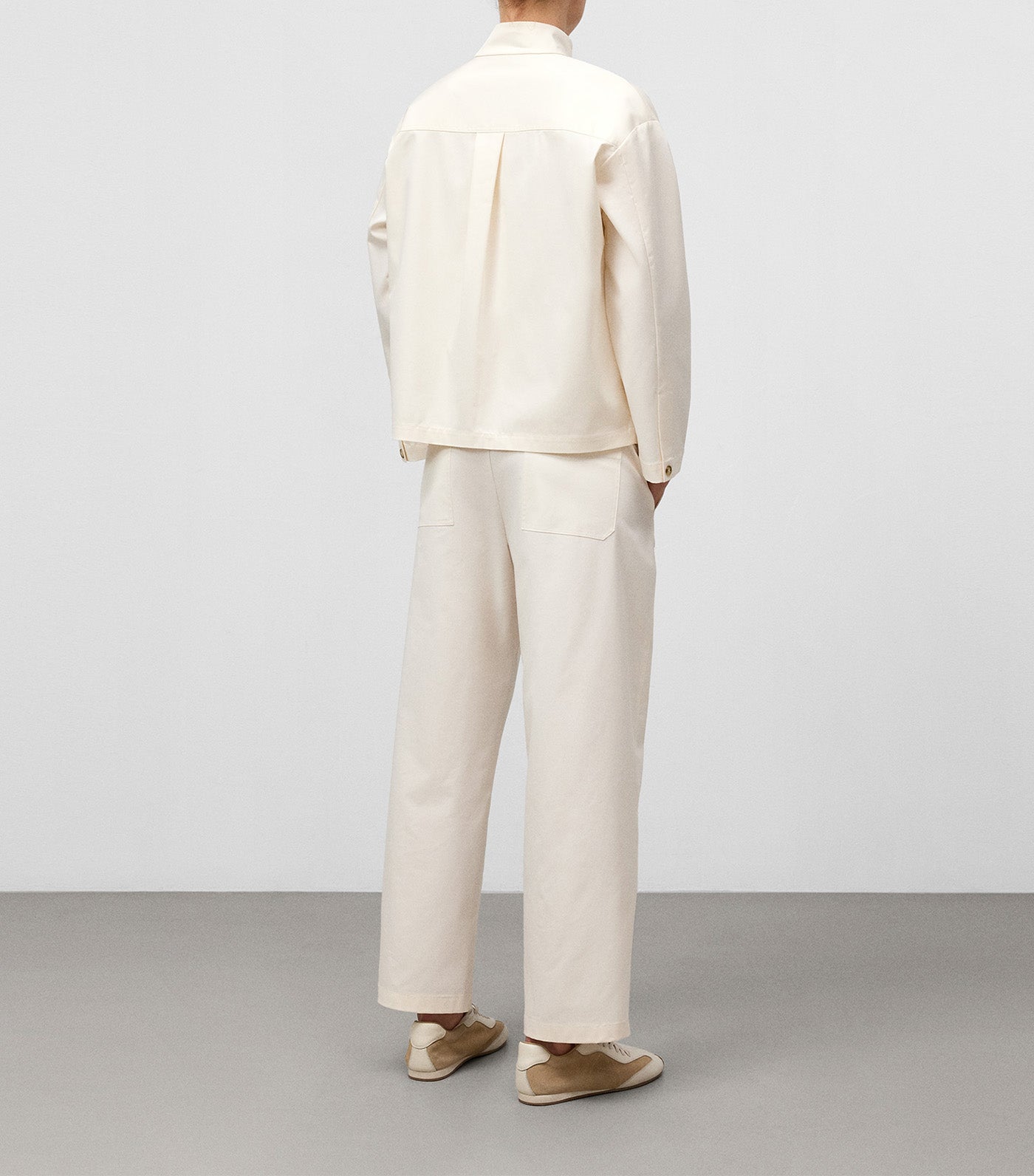 Funnel Neck Shirt with Front Yoke Ecru