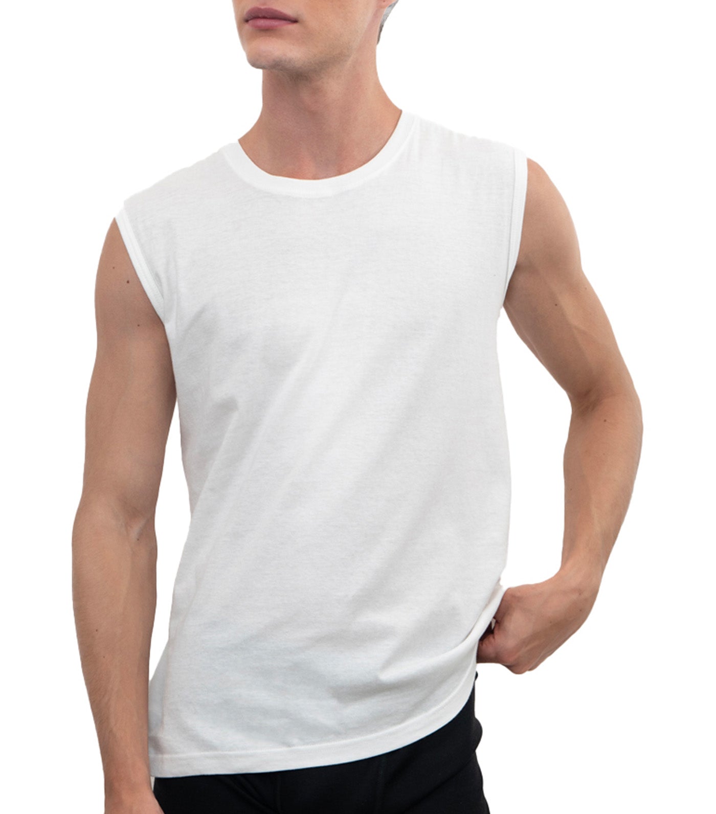 3-Pack Round Neck Muscle Tee White