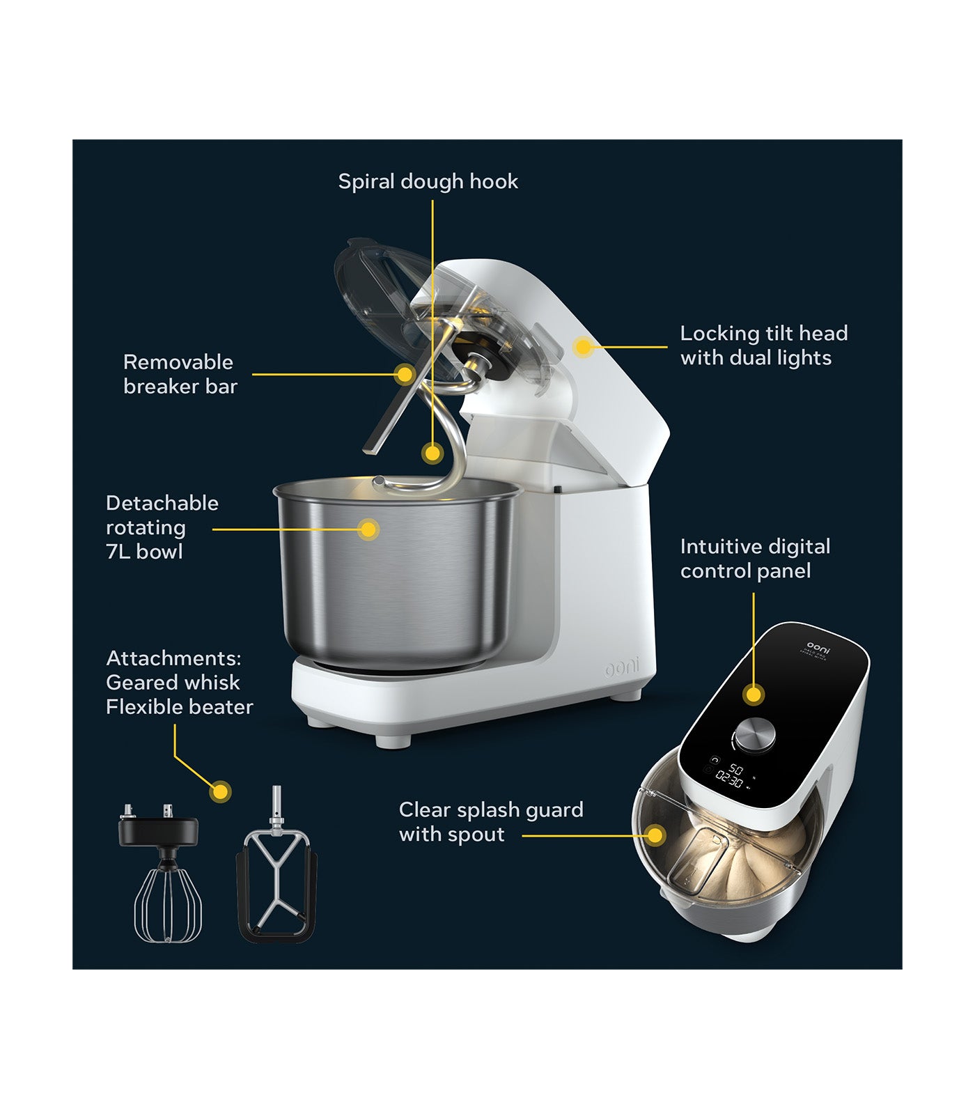 Ooni Halo Pro Spiral Mixer Polar White