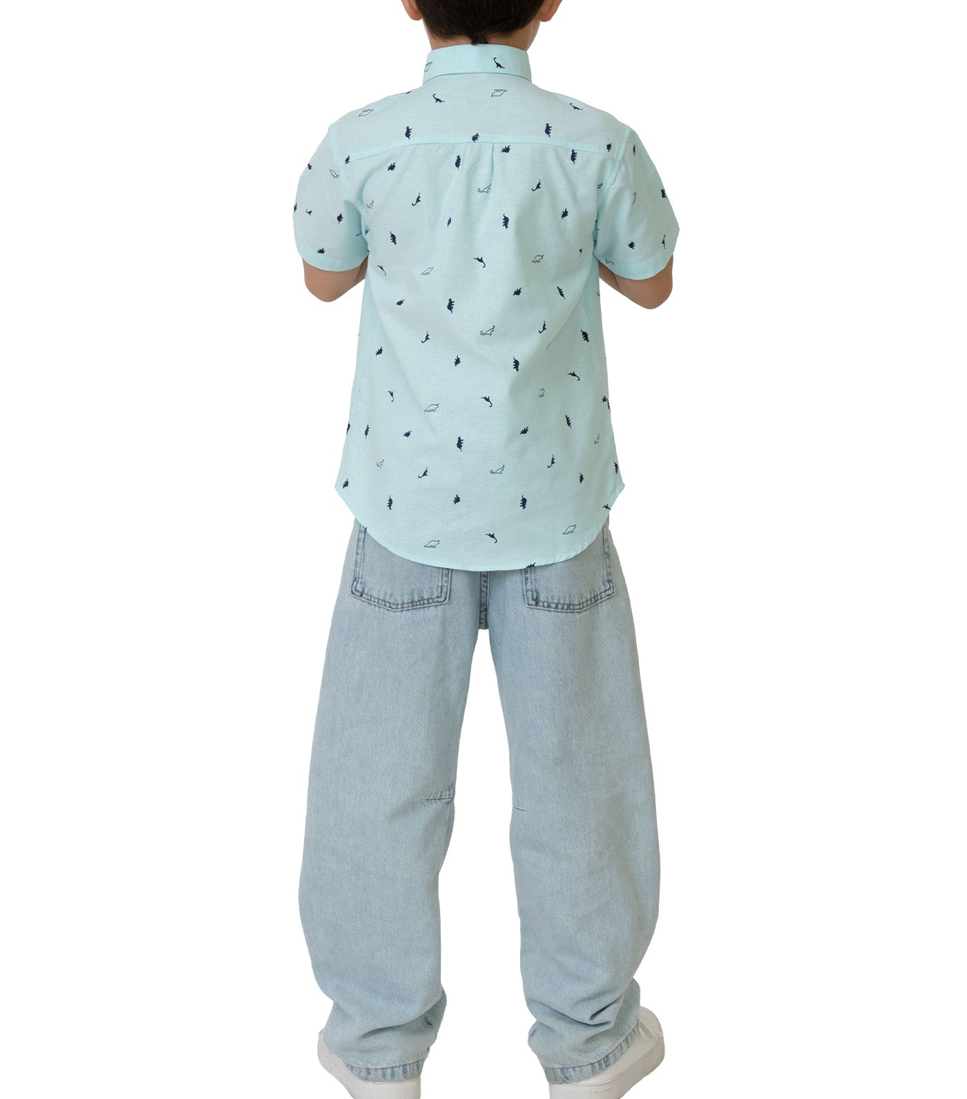 Rustan Jr. Hans Short Sleeve Dino Print Green
