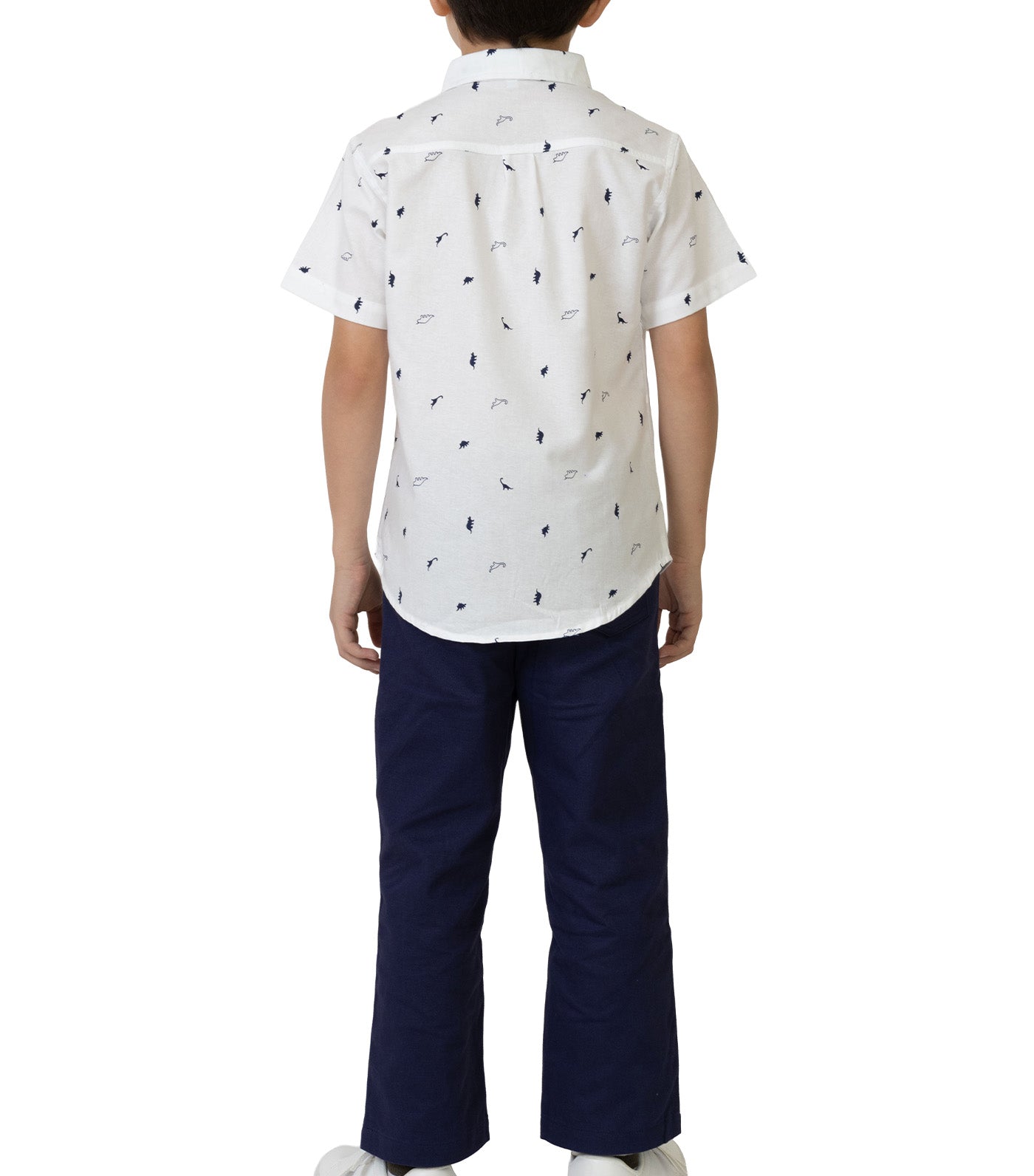 Rustan Jr. Hans Short Sleeve Dino Print White