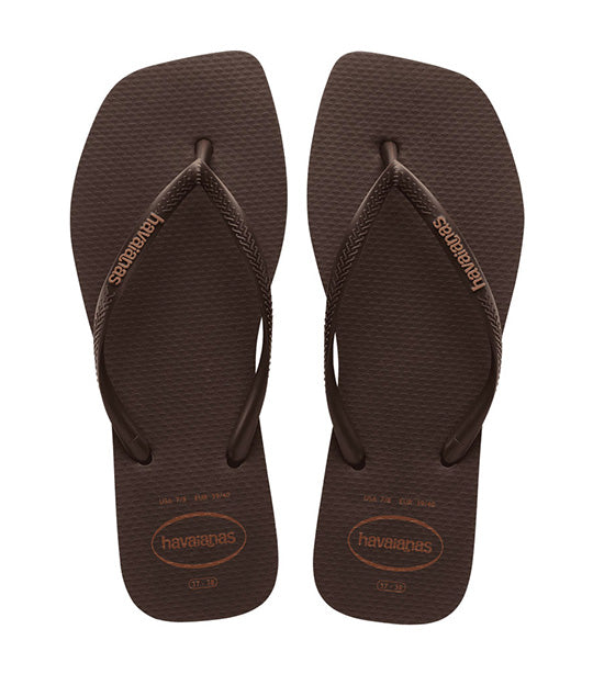 Slim Square Logo Pop Up Flip Flops Dark Brown