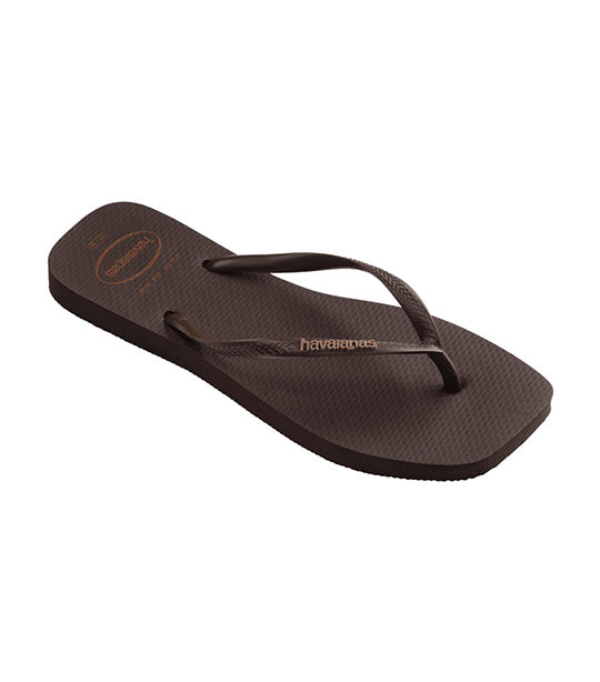 Slim Square Logo Pop Up Flip Flops Dark Brown
