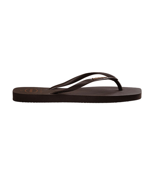 Slim Square Logo Pop Up Flip Flops Dark Brown