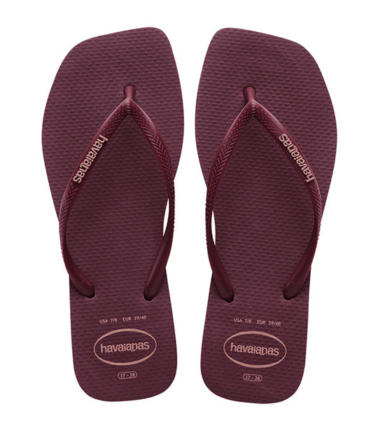 Slim Square Logo Pop Up Flip Flops Dark Purple Soil