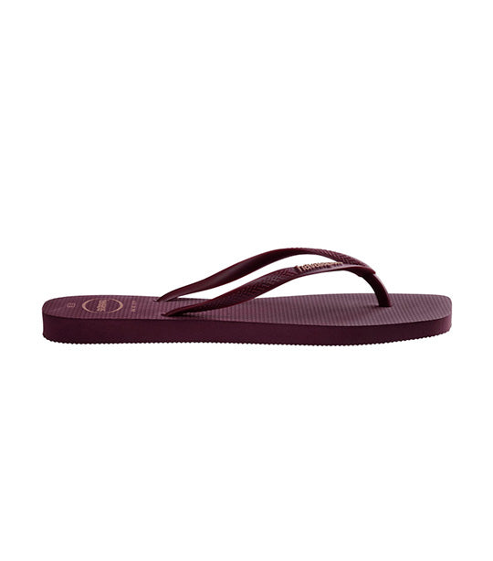 Slim Square Logo Pop Up Flip Flops Dark Purple Soil
