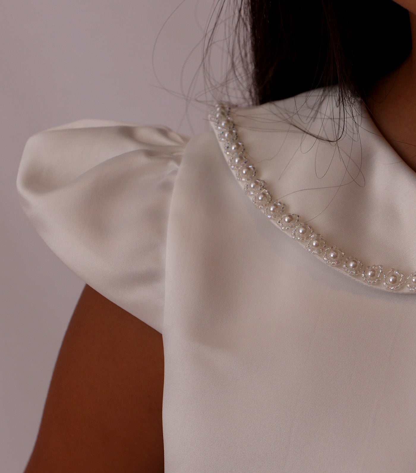 Hillary Peter Pan Collared Formal Dress White