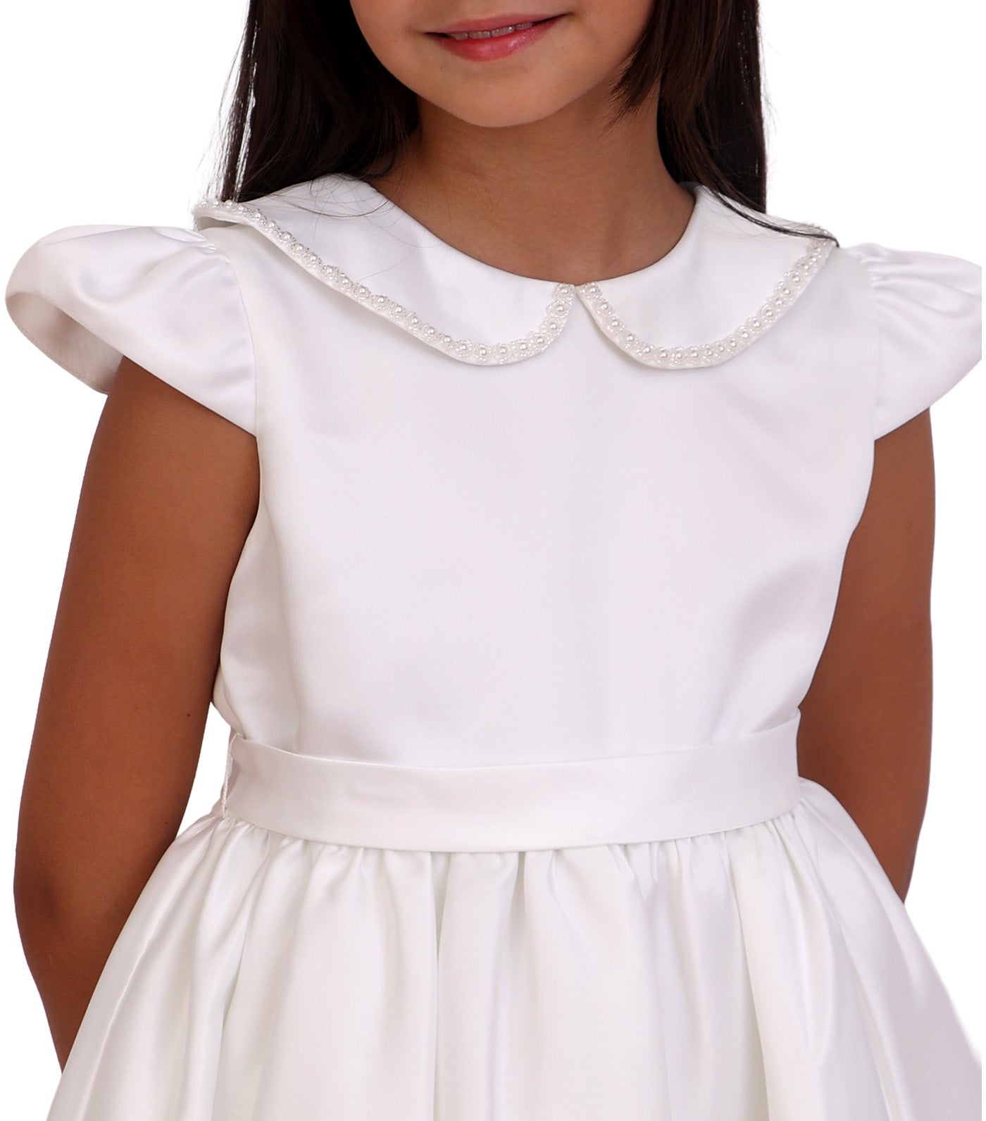 Hillary Peter Pan Collared Formal Dress White