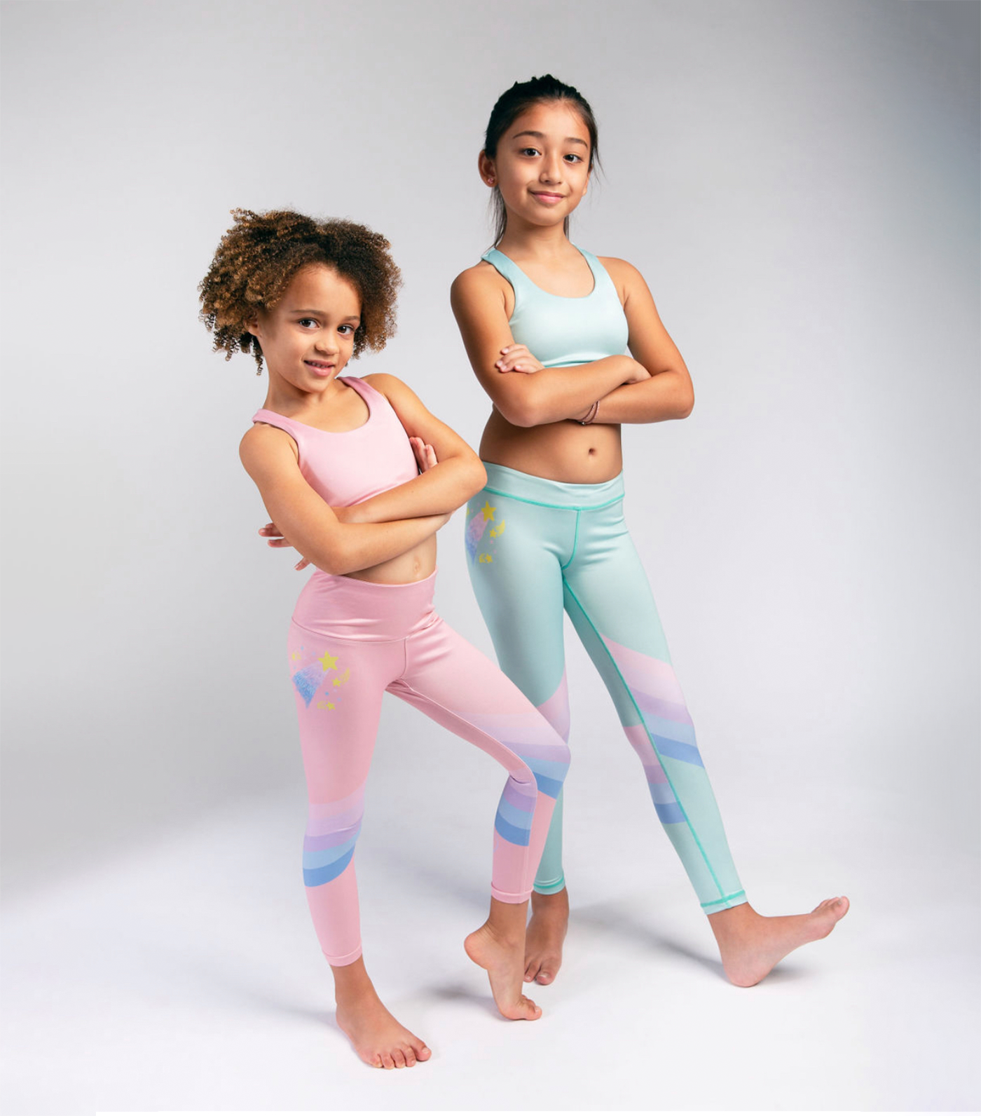 Teal Retro Shooting Star Leggings - Confidence