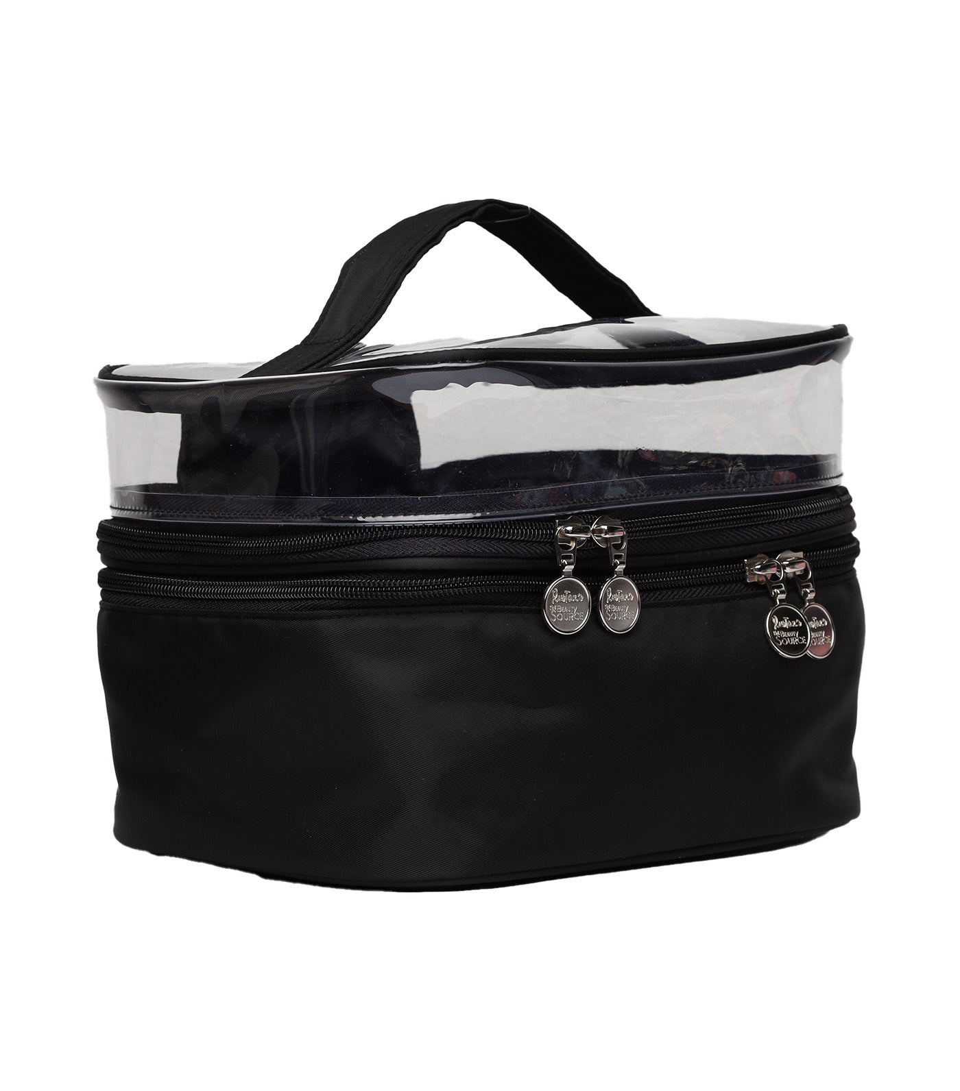PVC Fabric Double Traincase - Black