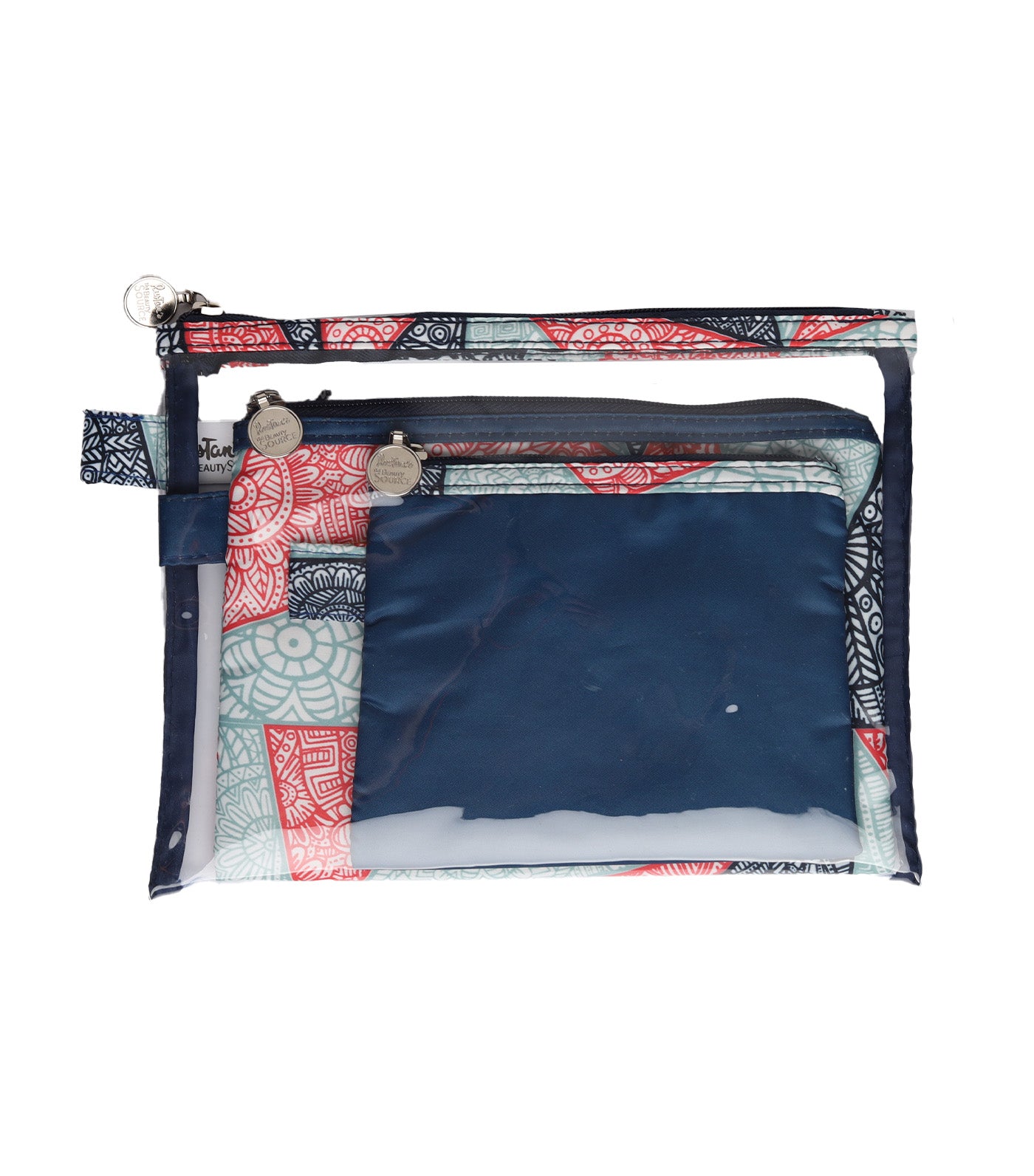 Abstract 3-Piece Flat Purse - Navy Blue Multicolor