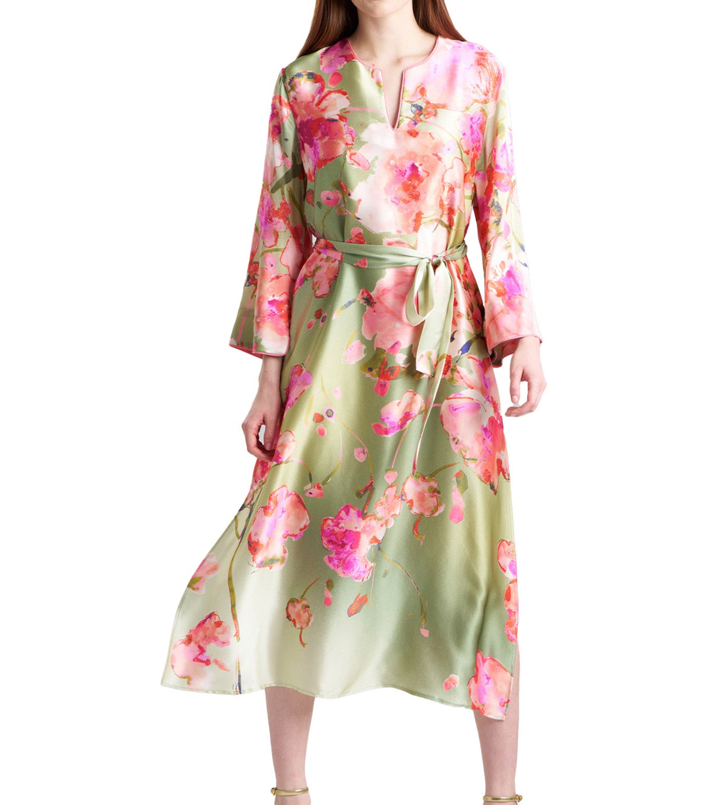 Sakura Matsuri Silk Caftan Sage