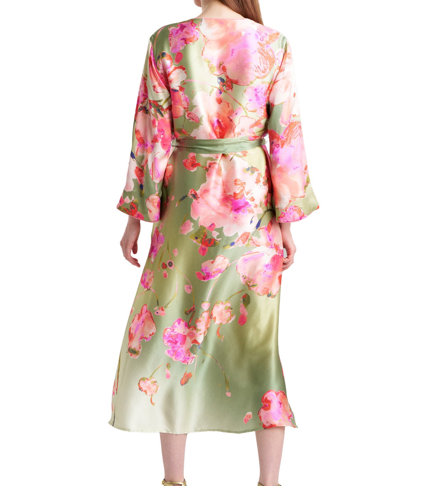 Sakura Matsuri Silk Caftan Sage