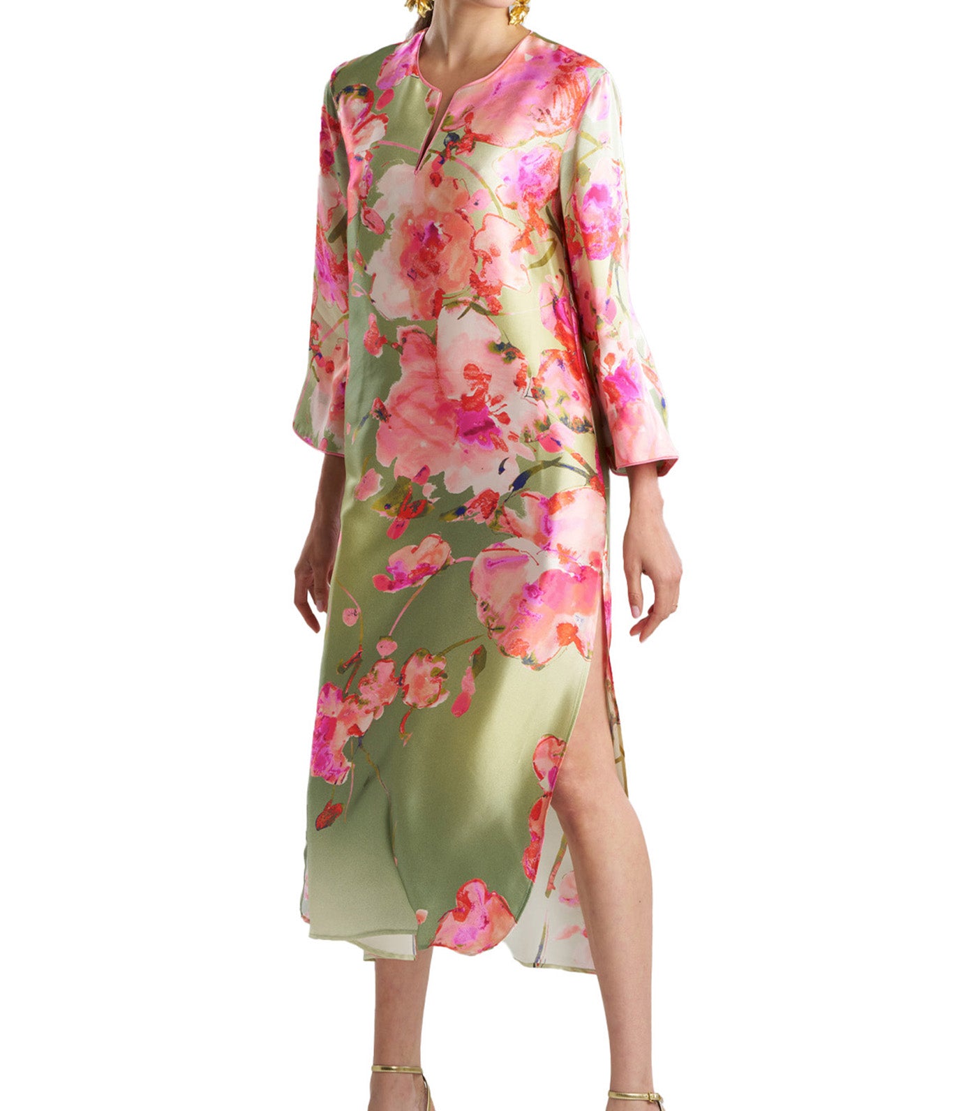Sakura Matsuri Silk Caftan Sage