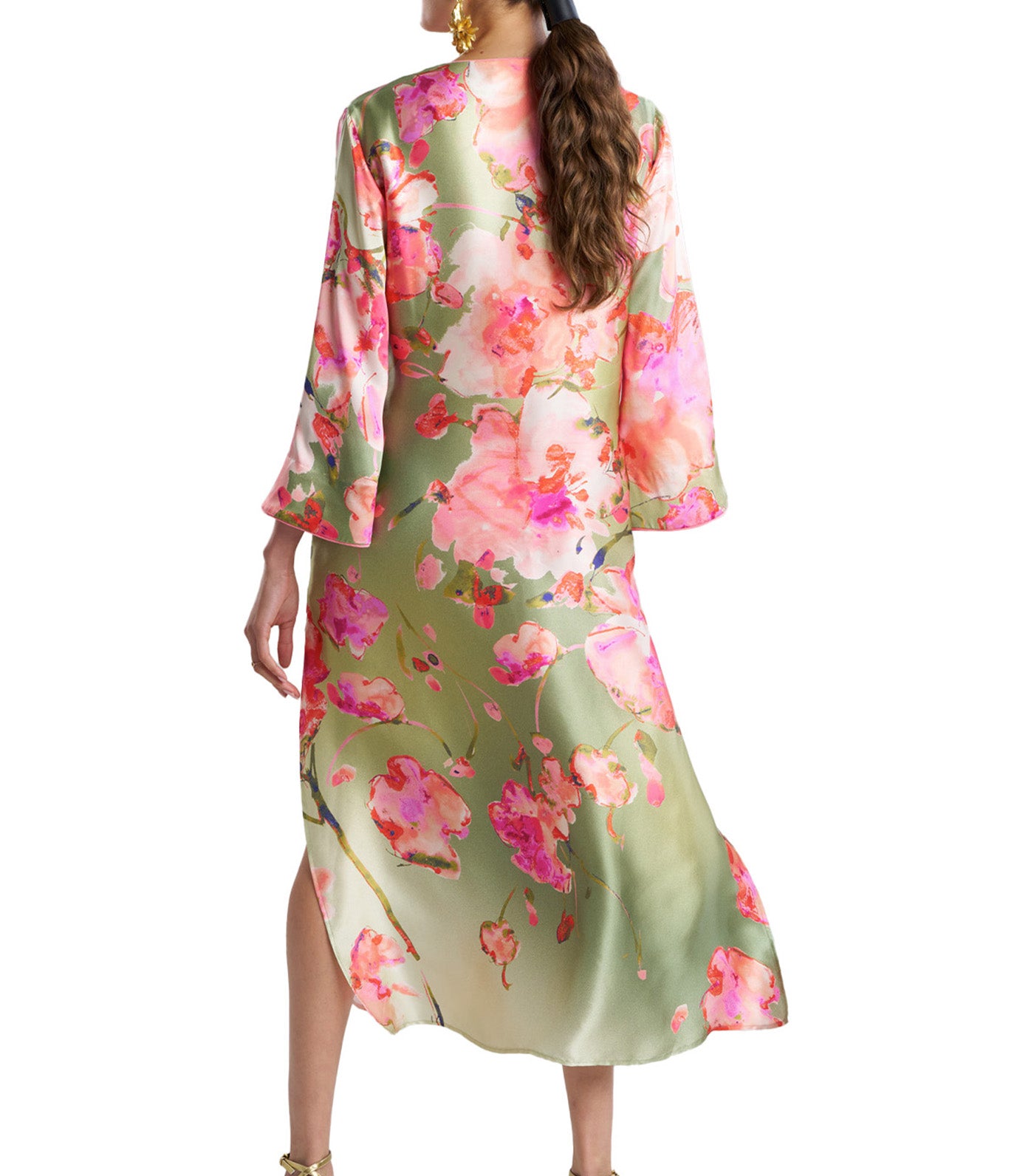 Sakura Matsuri Silk Caftan Sage