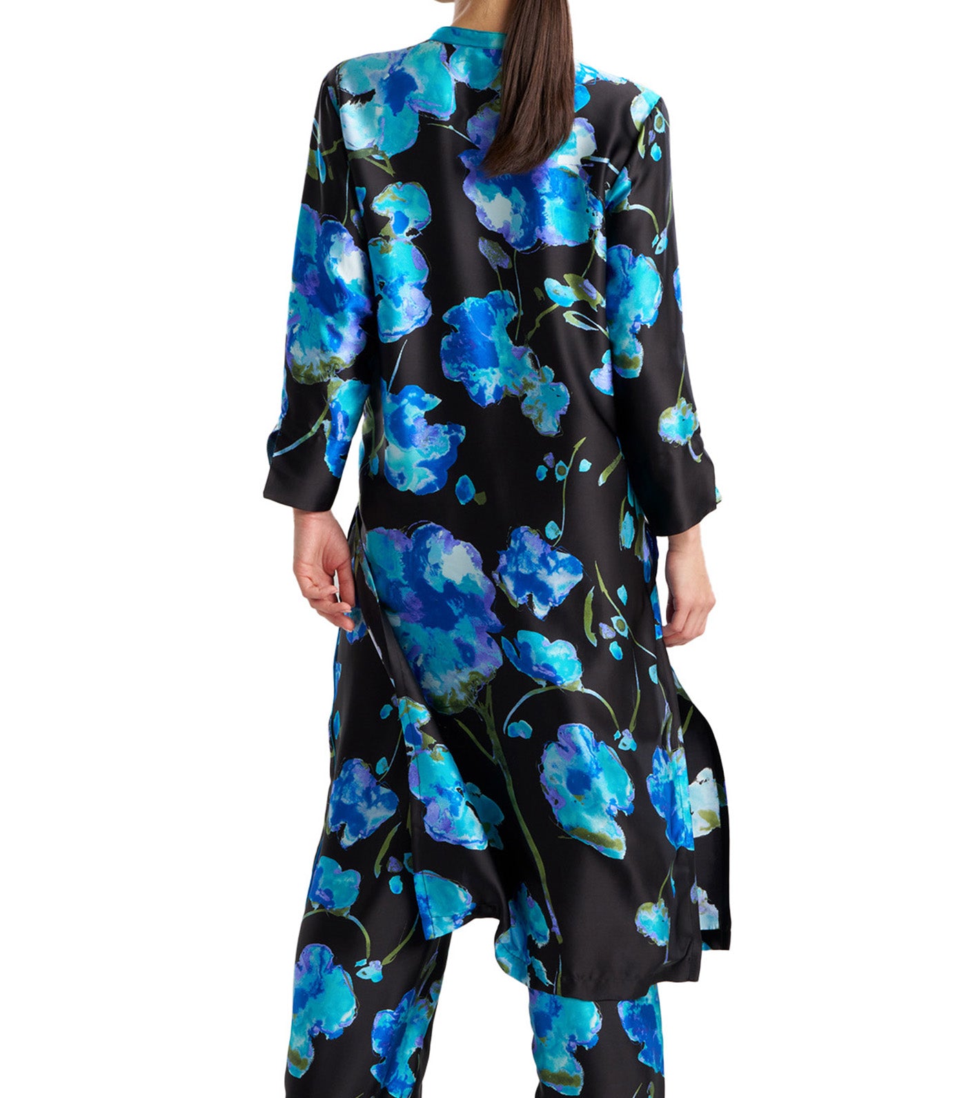 Sakura Matsuri Ao Dai Silk Pajama Set Black