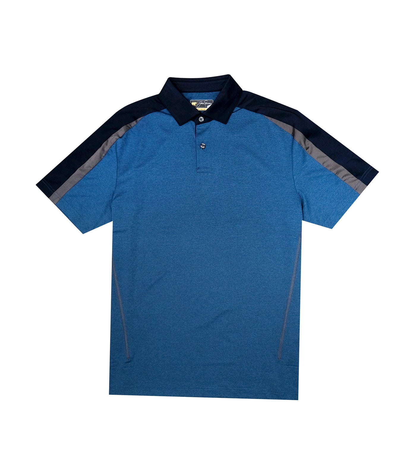 Pieced Color Block Polo Pacific Blue