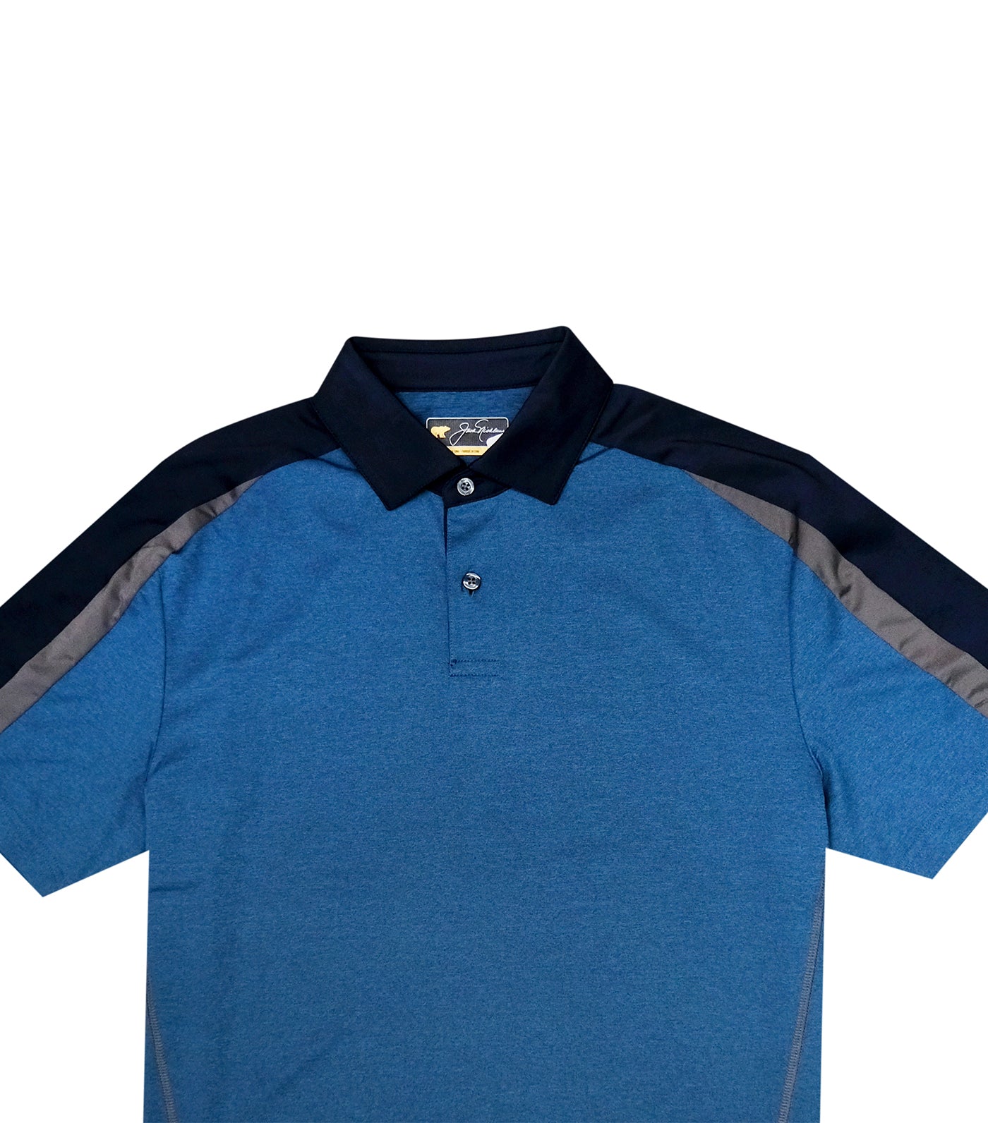Pieced Color Block Polo Pacific Blue