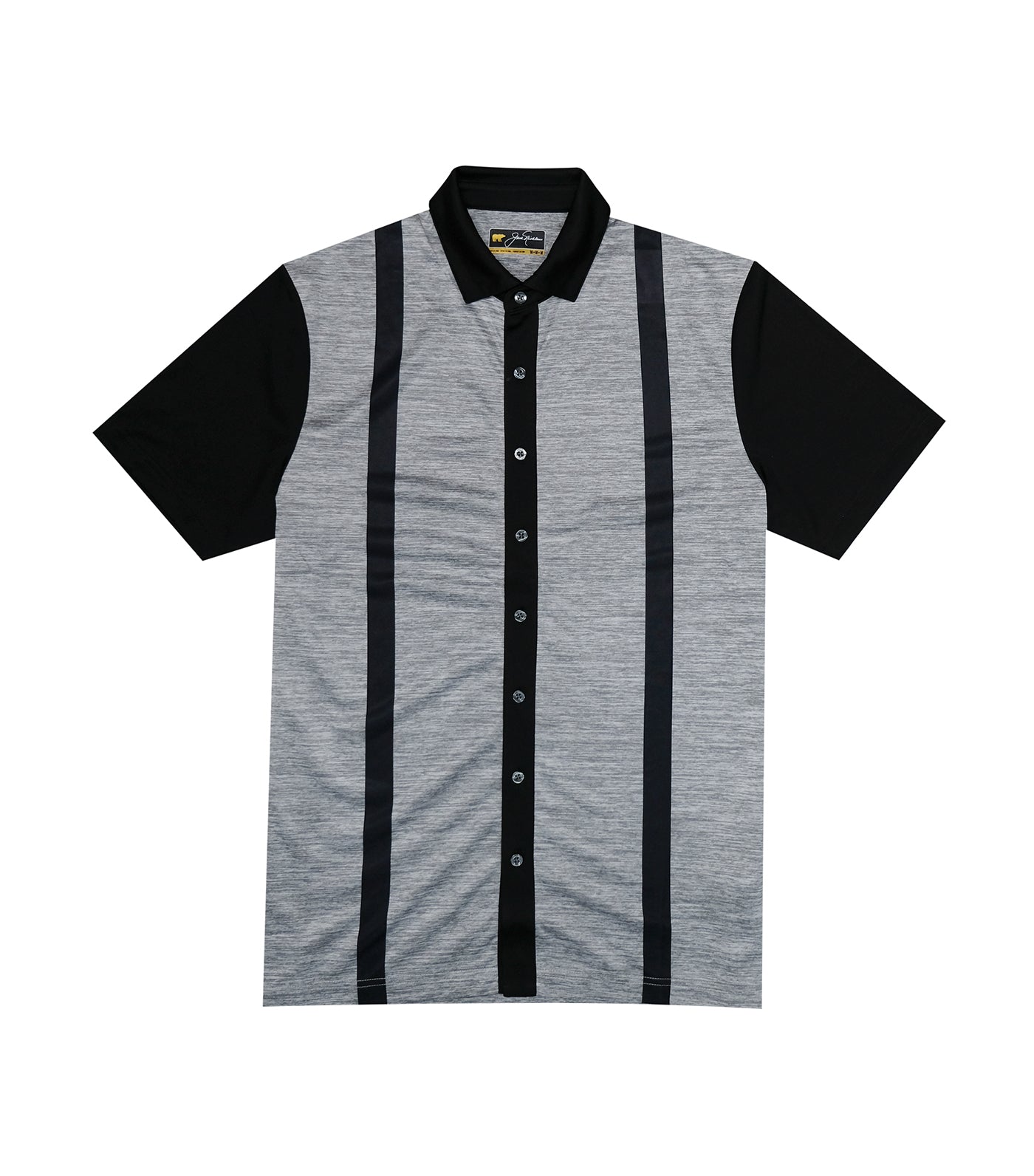 Vertical Stripe Full Button Polo Caviar