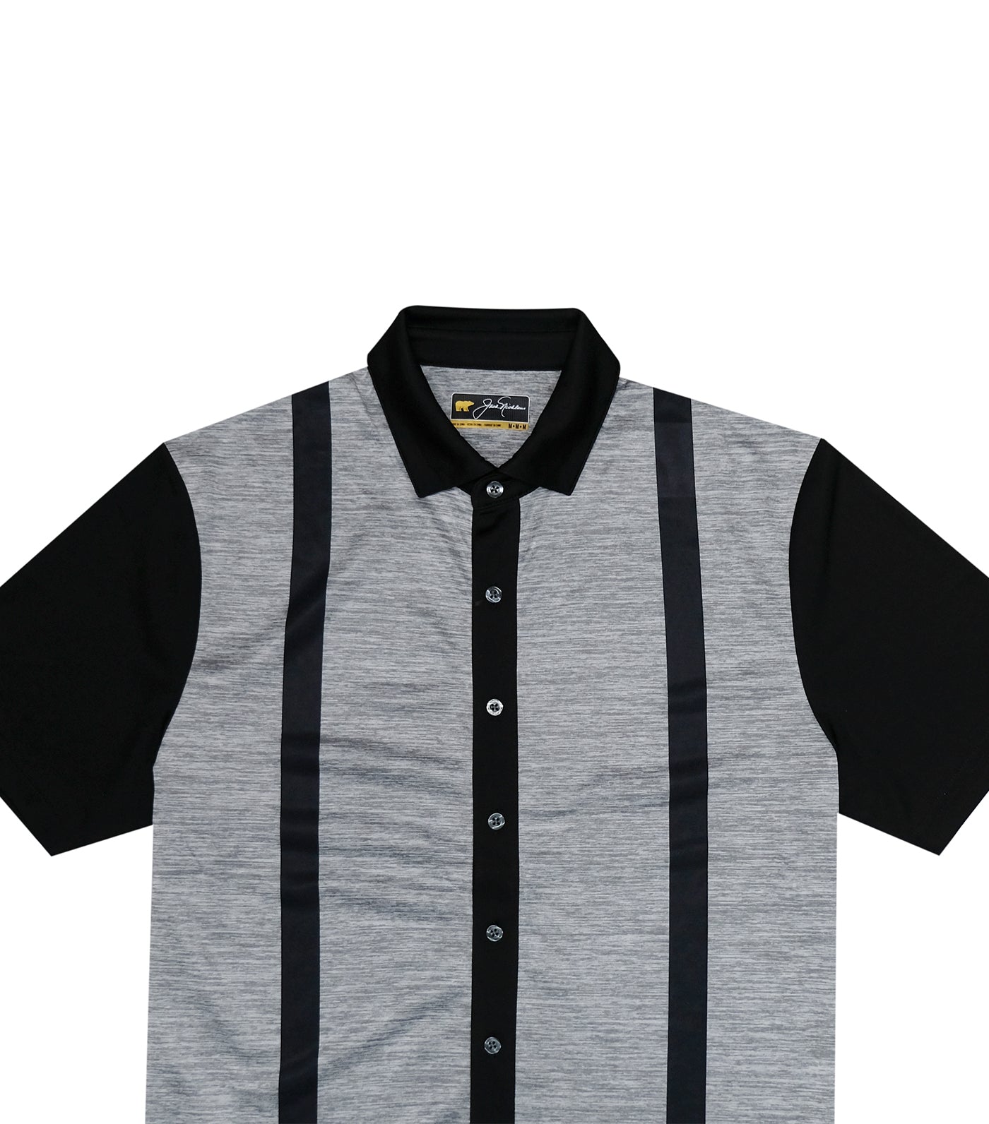 Vertical Stripe Full Button Polo Caviar