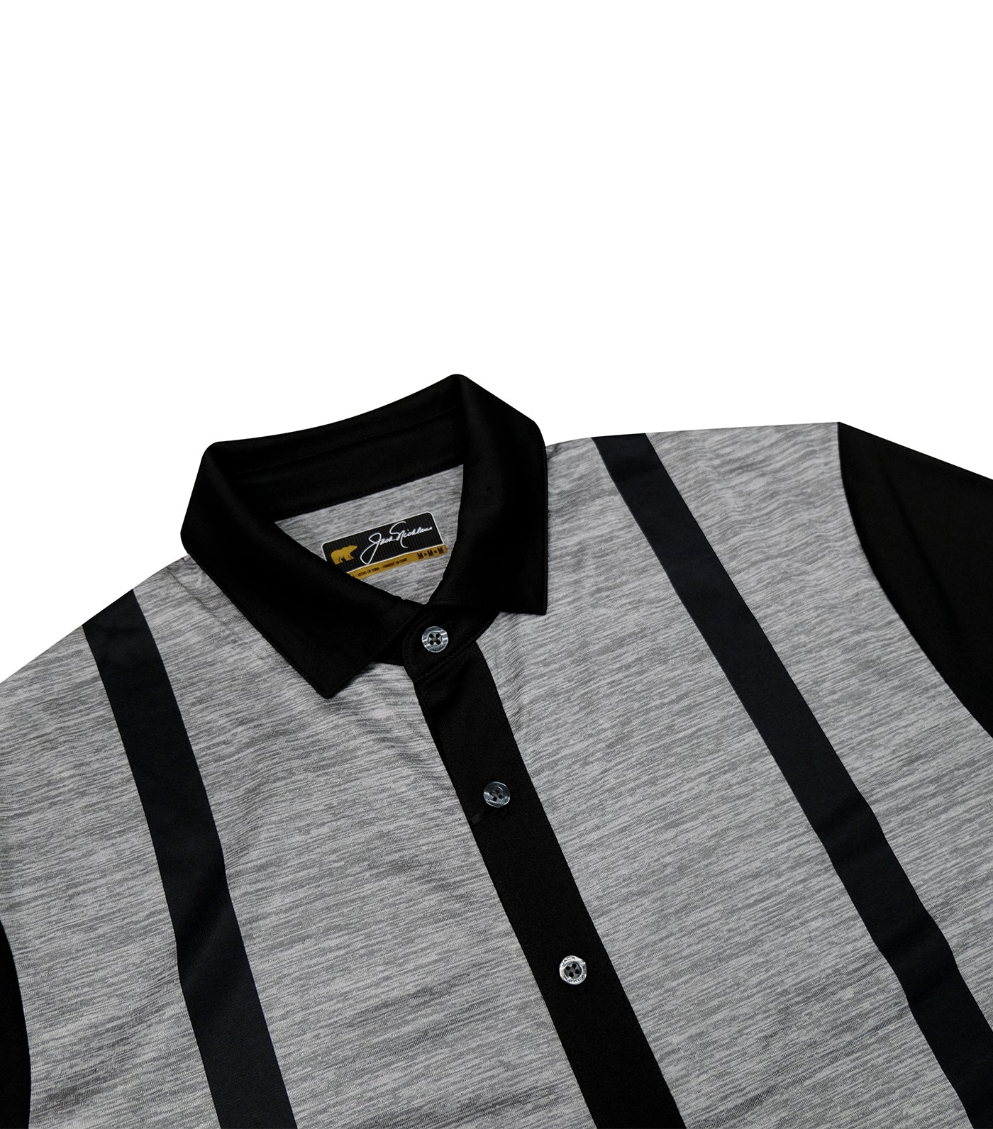 Vertical Stripe Full Button Polo Caviar