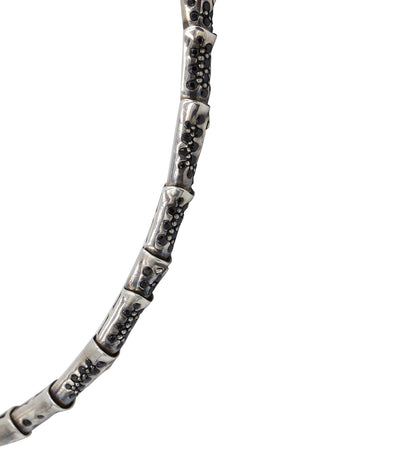 Bamboo Silver Necklace with Black Sapphire