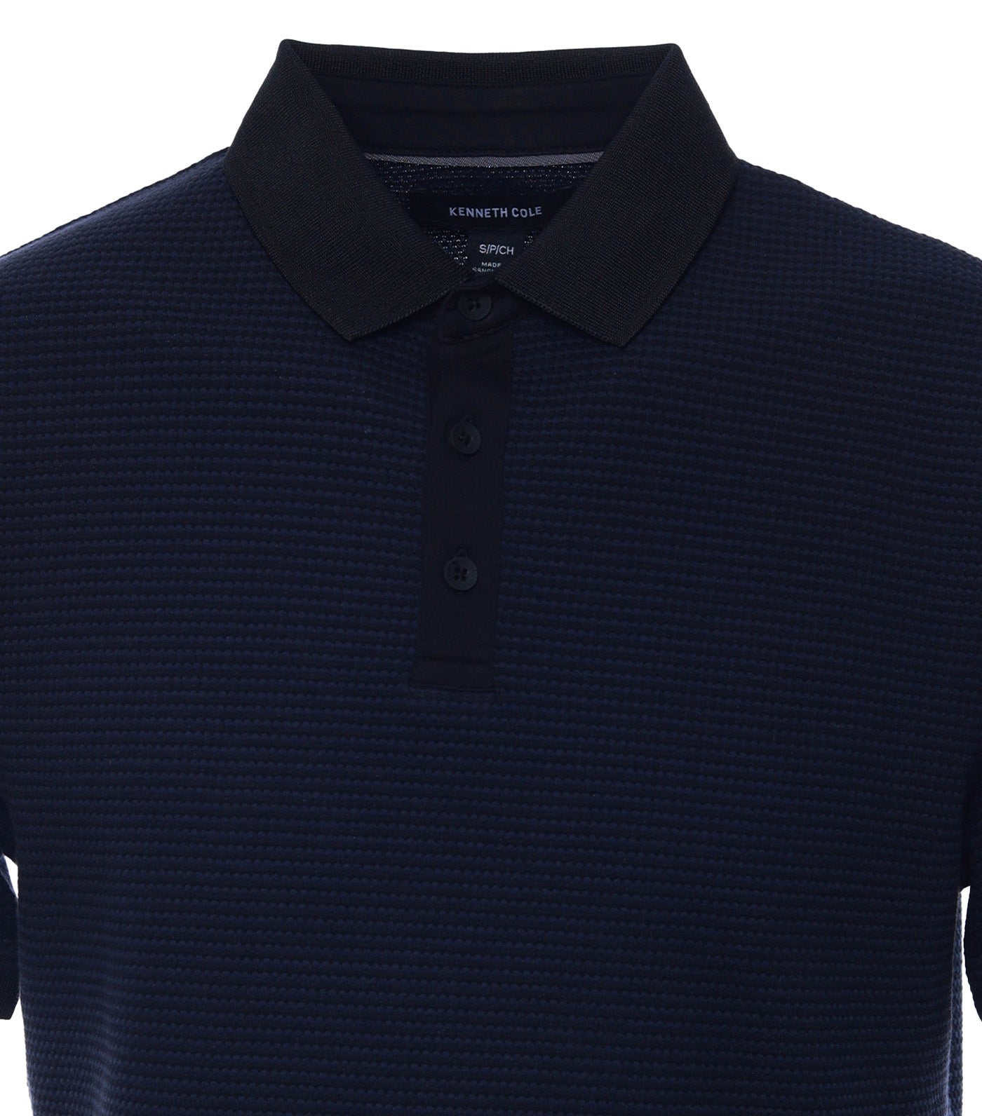 Contrast Placket Button Polo Black