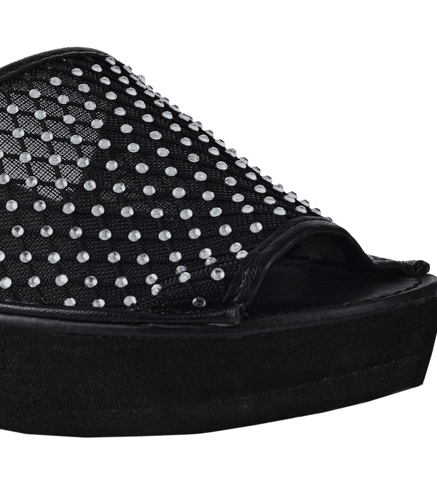 Fine Glass Mesh Wedges Black