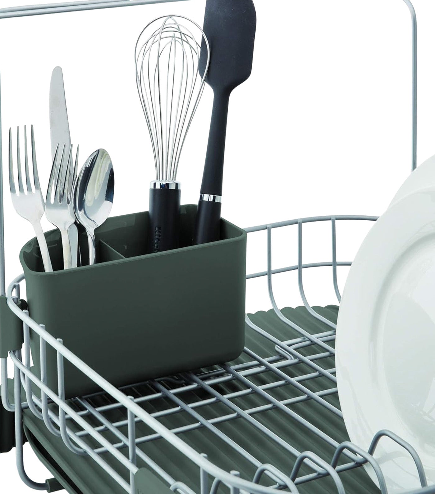 Satin Wire Expandable Dish Rack Gray