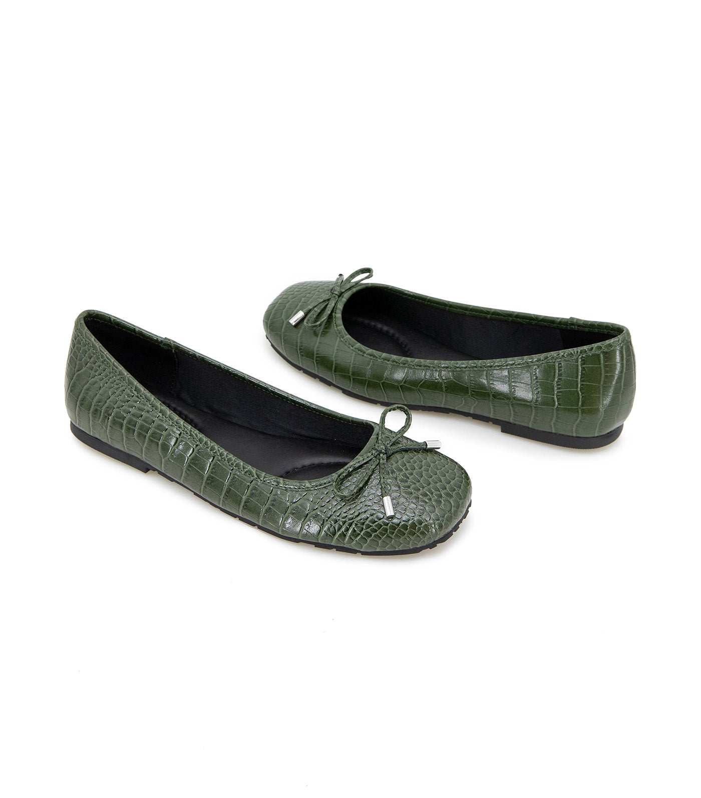 Kenneth Cole Elstree Croco Ballet Flats Olive