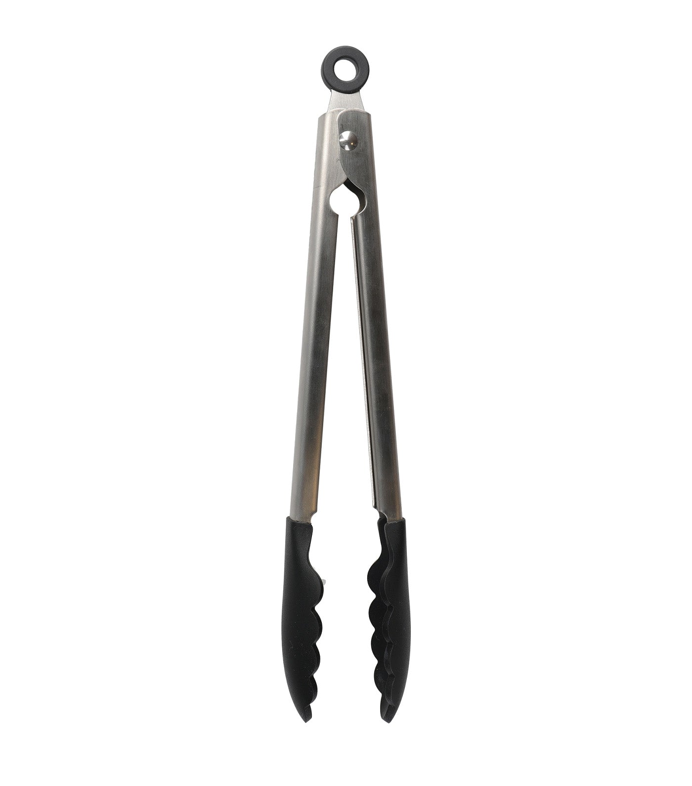 Silicone Tipped Stainless Steel Tongs Black