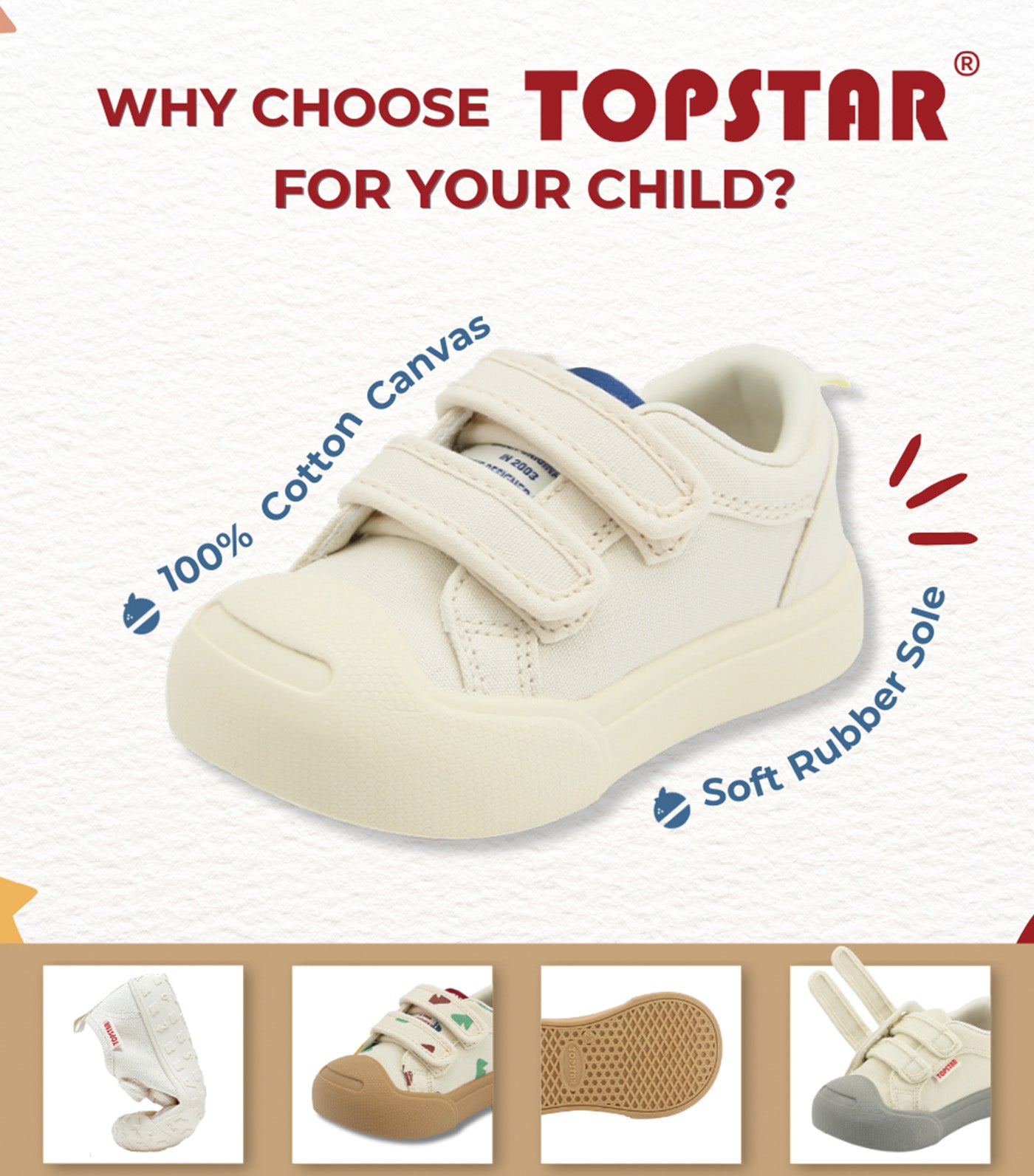 Ergonomic Kids Canvas Shoes White