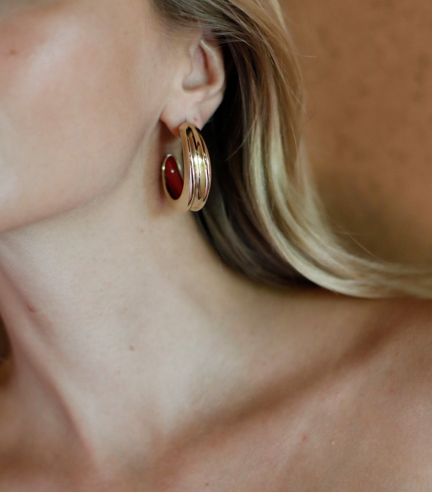 Golden Monstera Khos Large Earrings Gold