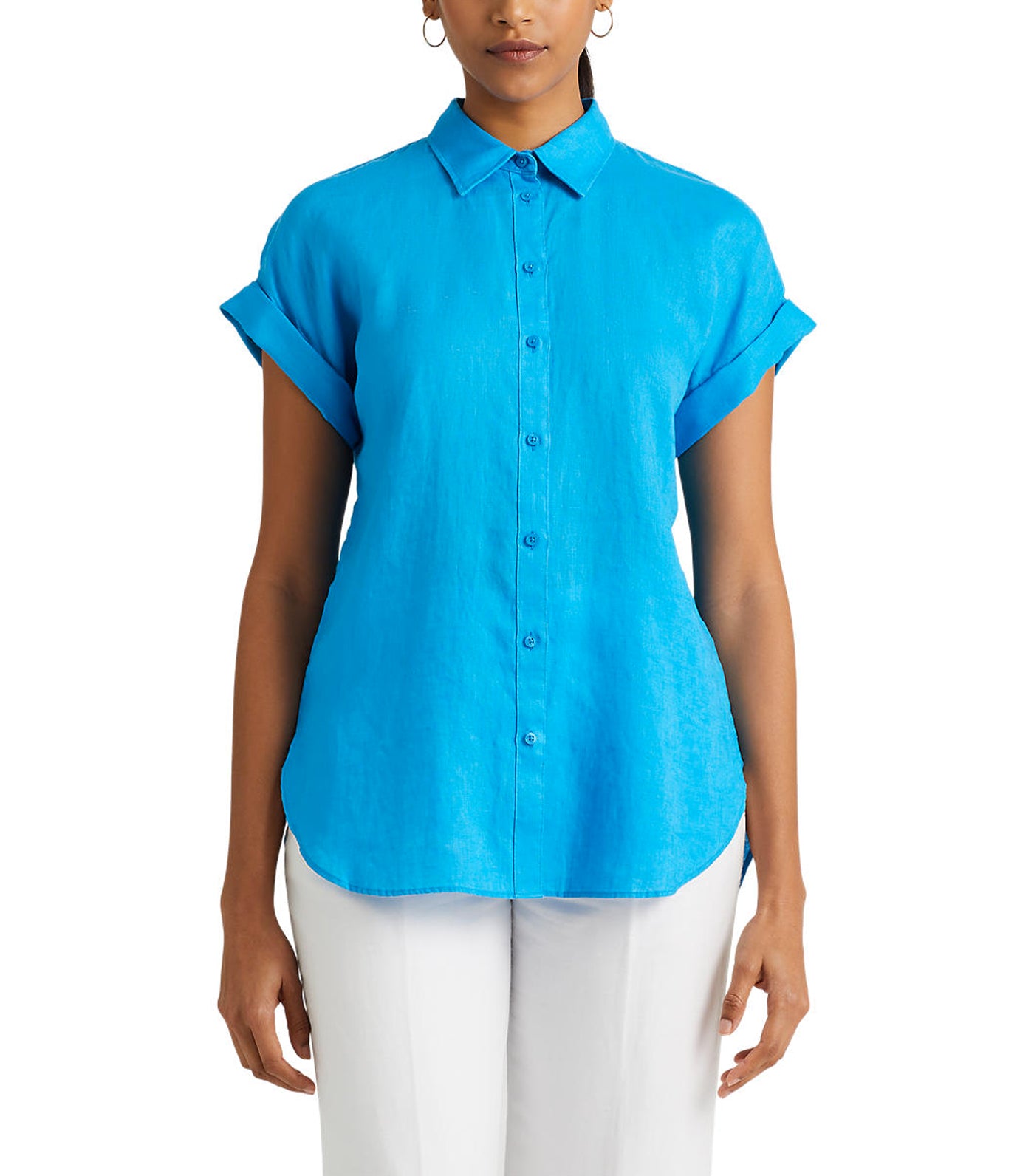 Women's Linen Dolman Sleeve Shirt Blaze Ocean