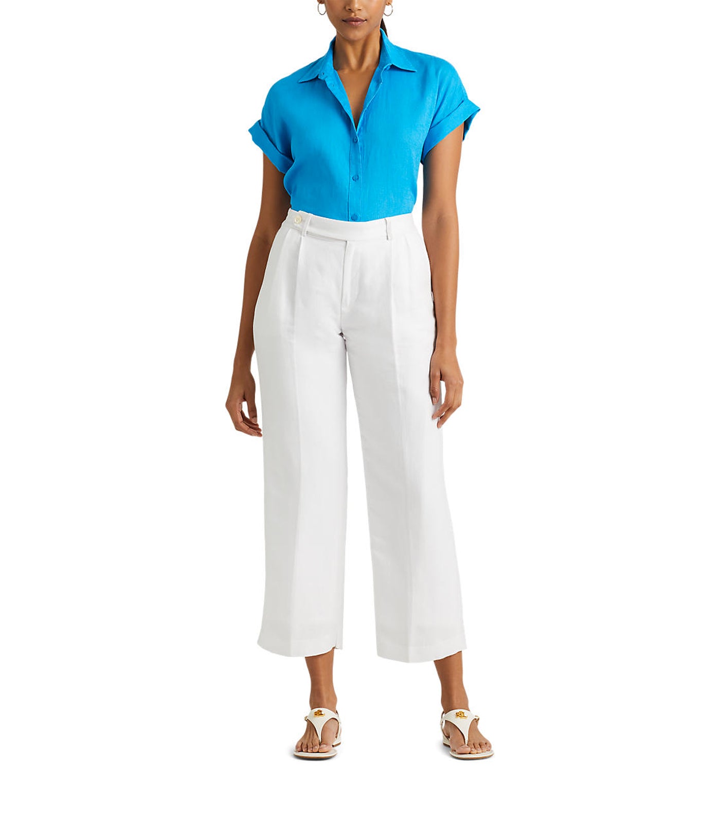 Women's Linen Dolman Sleeve Shirt Blaze Ocean