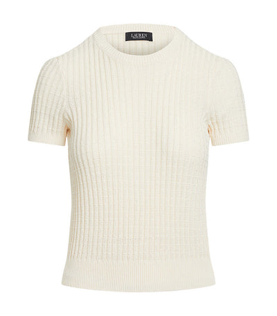 Women's Linen Cotton Short-Sleeve Sweater Mascarpone Cream