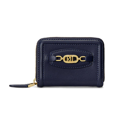 Women's Leather Zip Wallet French Navy