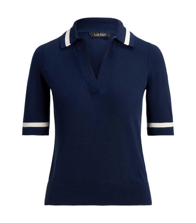Women's Silk-Blend Short-Sleeve Sweater French Navy