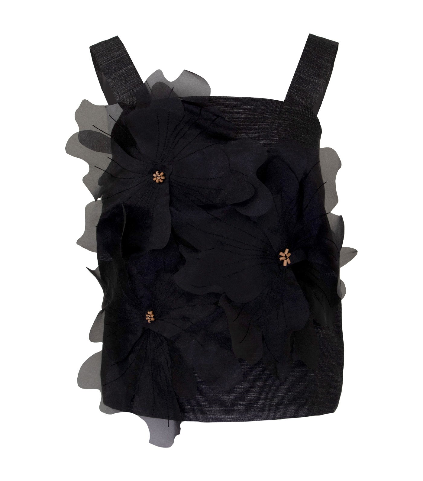 Lady Rustan Fira Blouse with Flower Applique and Wooden Beads Black