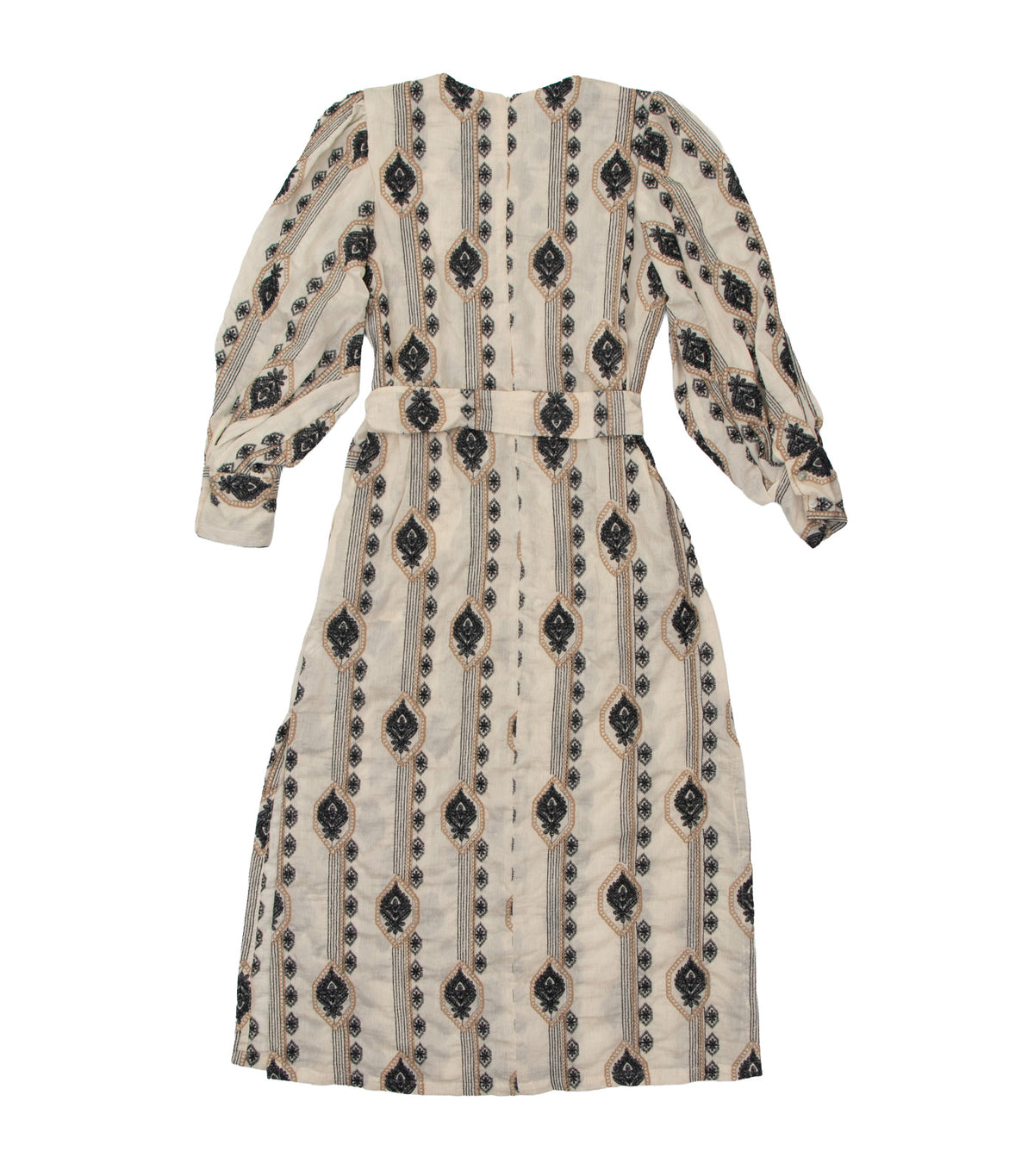 Mia Dress Beige with Blue Embroidery