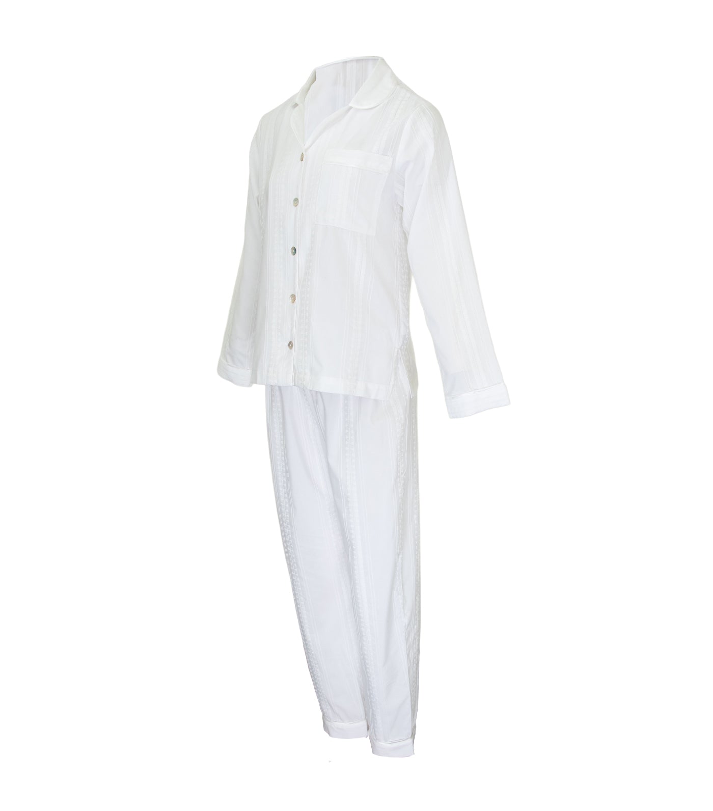 Pura Long-Sleeve and Pants Pajama Set White