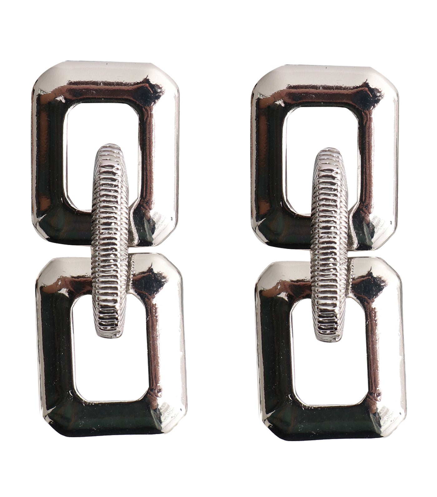 Metallic Main Frame Earrings Silver