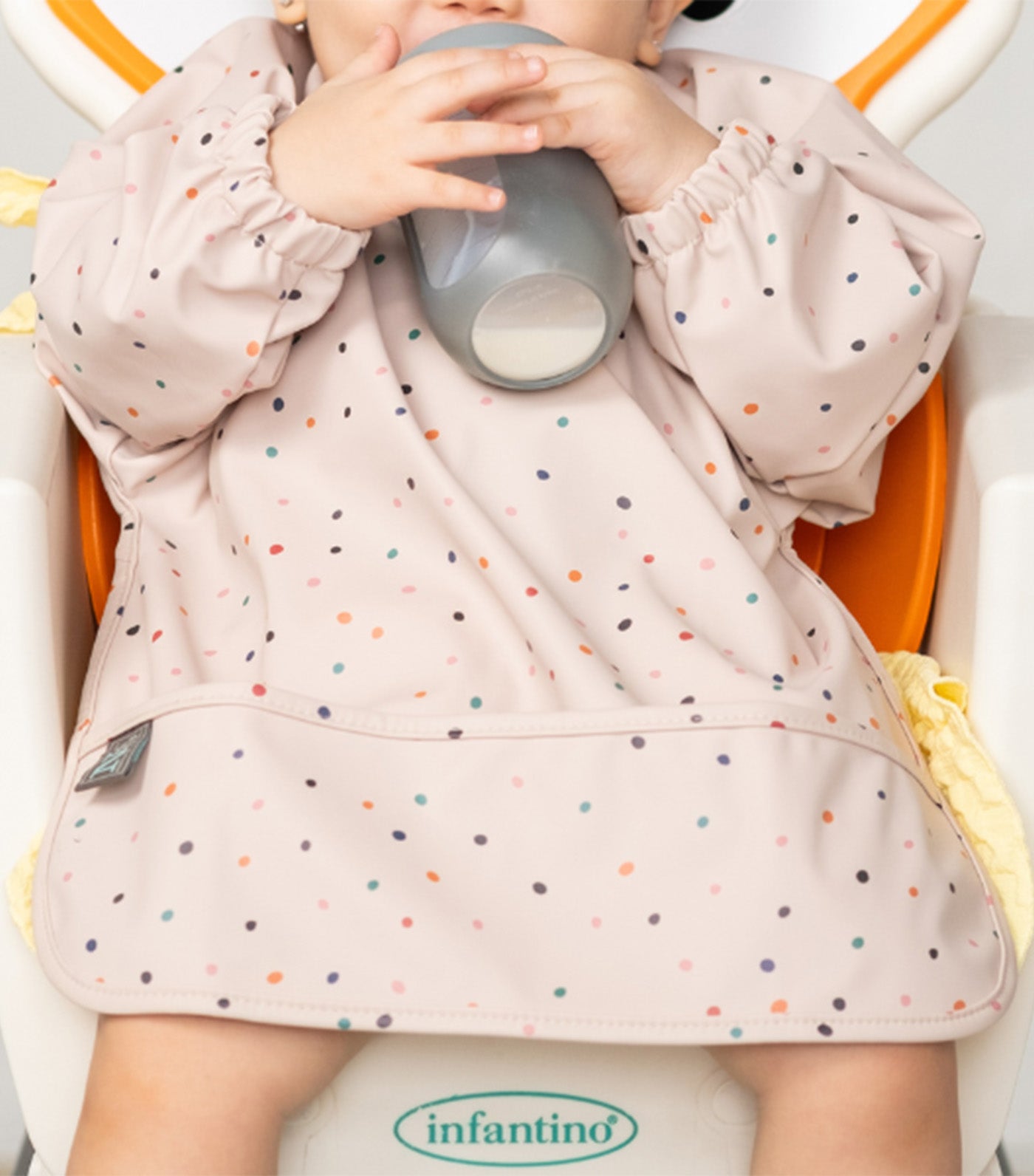 Long Sleeve Baby Bib with Wide Food Catcher